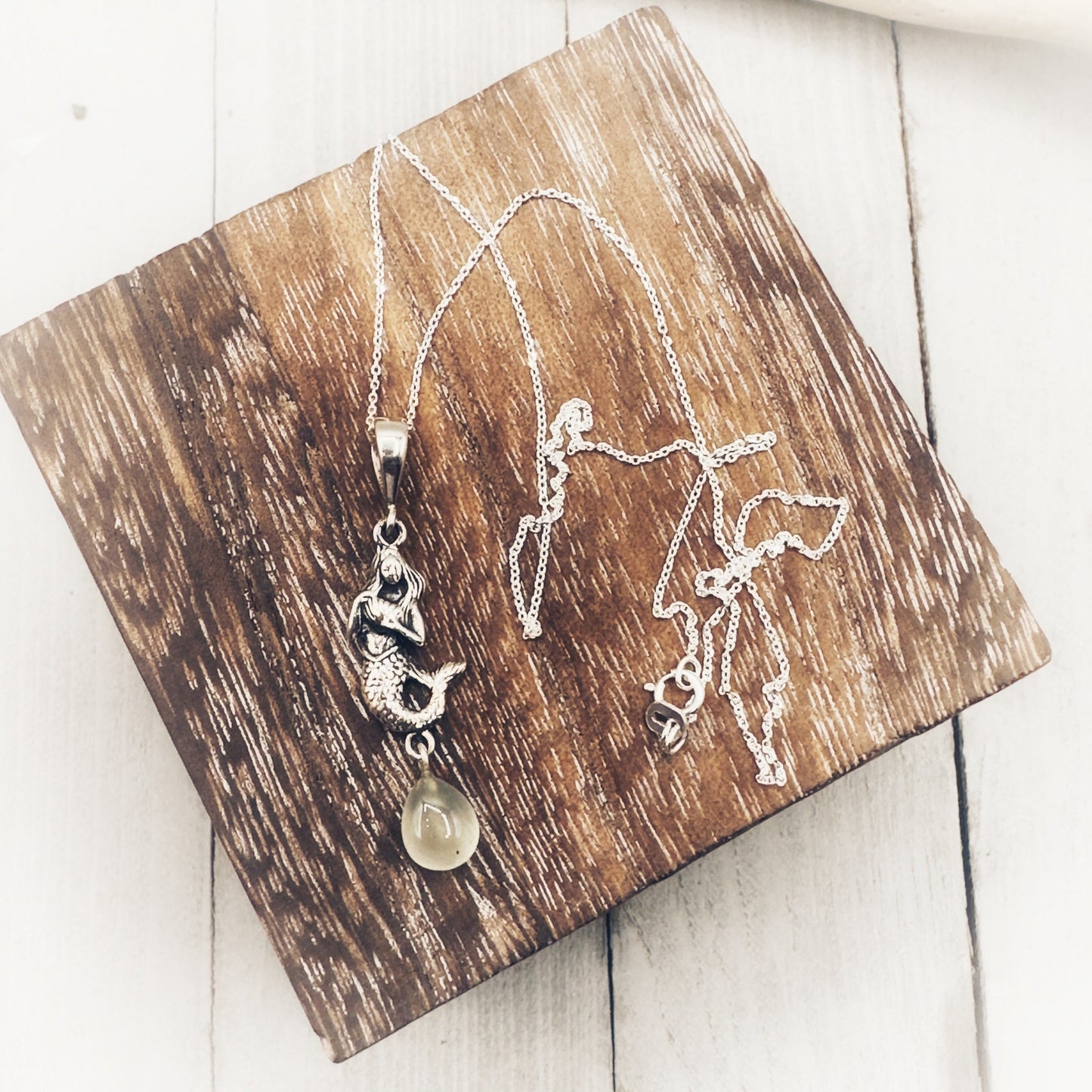 Mermaid Prehnite Sterling Silver Necklace