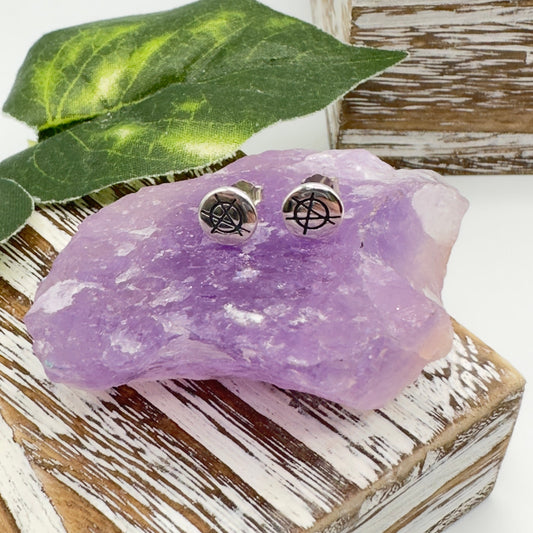 Punk Rock Anarchy Logo Sterling Silver Stud Earrings