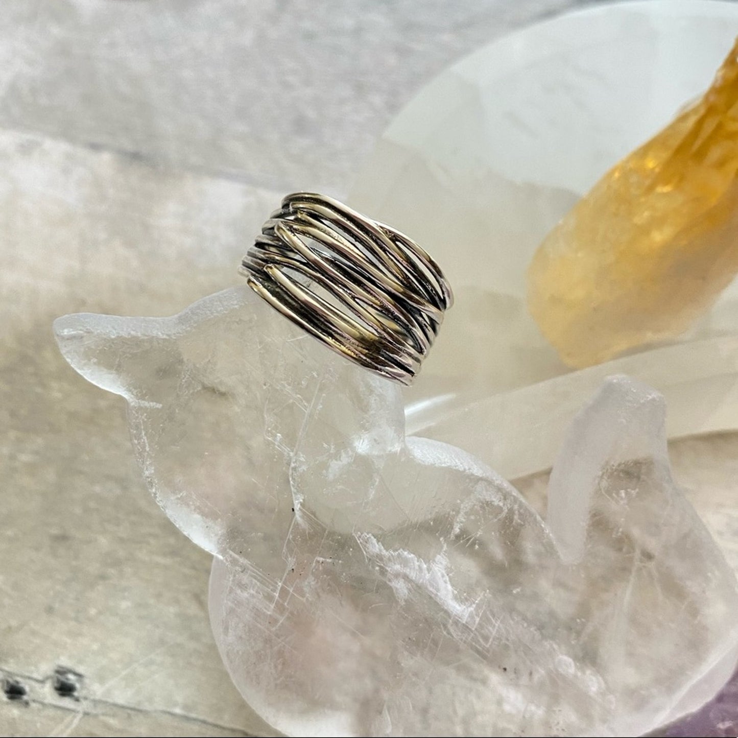 925 Sterling Silver Irregular Vintage Stackable Ring Adjustable 6-11