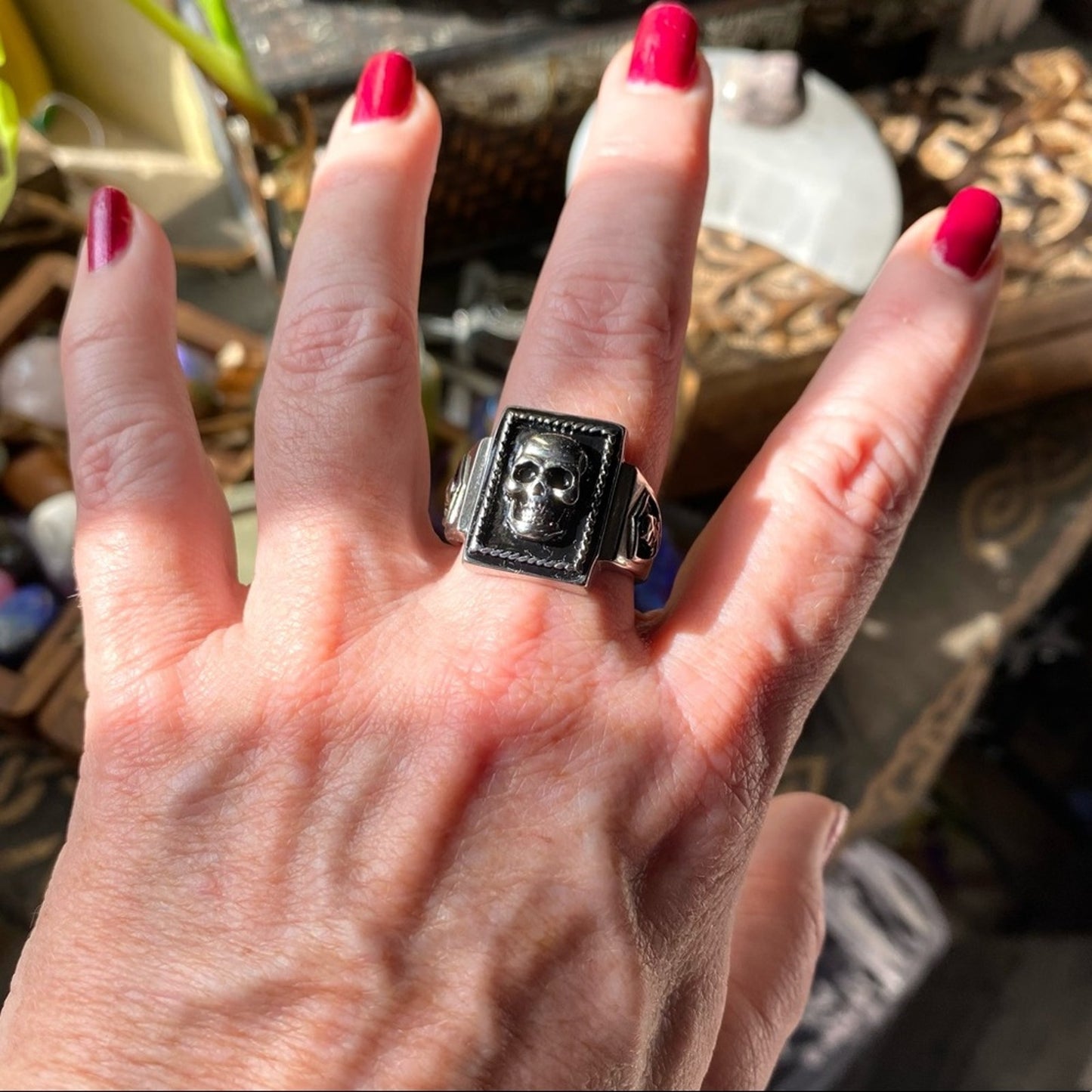 Stainless Steel Skull Ring – High Polish Gothic Biker Style Jewelry Sizes 9–12