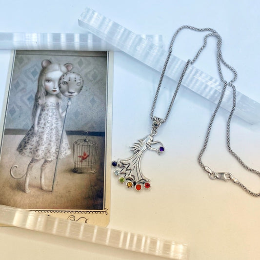 Chakra Fairy Solid Sterling Silver Pendant on Popcorn Chain