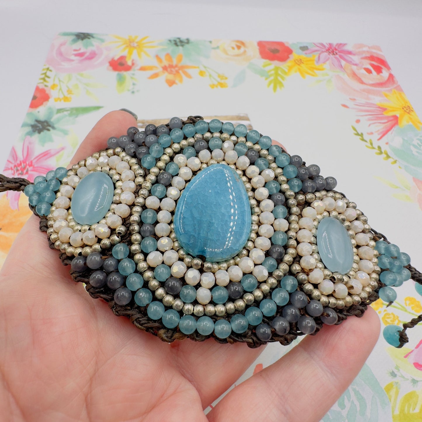 Natural Gemstone Bohemian Handmade Beaded Statement Bracelet