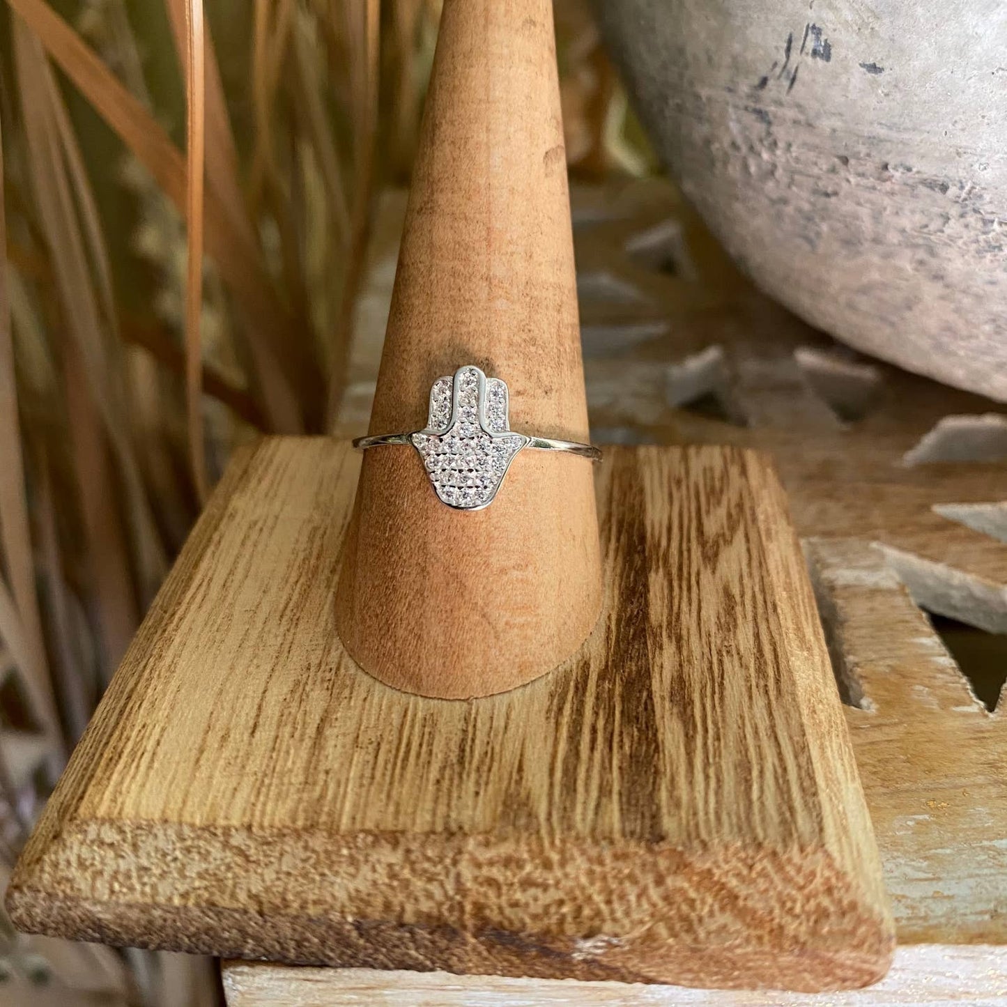 Hams Micro Pave CZ 14K Sterling Silver Ring