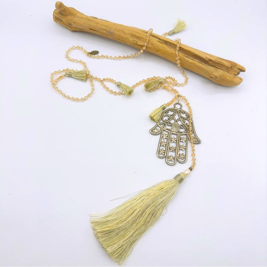 Zacasha Hamsa Bohemian Style Tassel Necklace