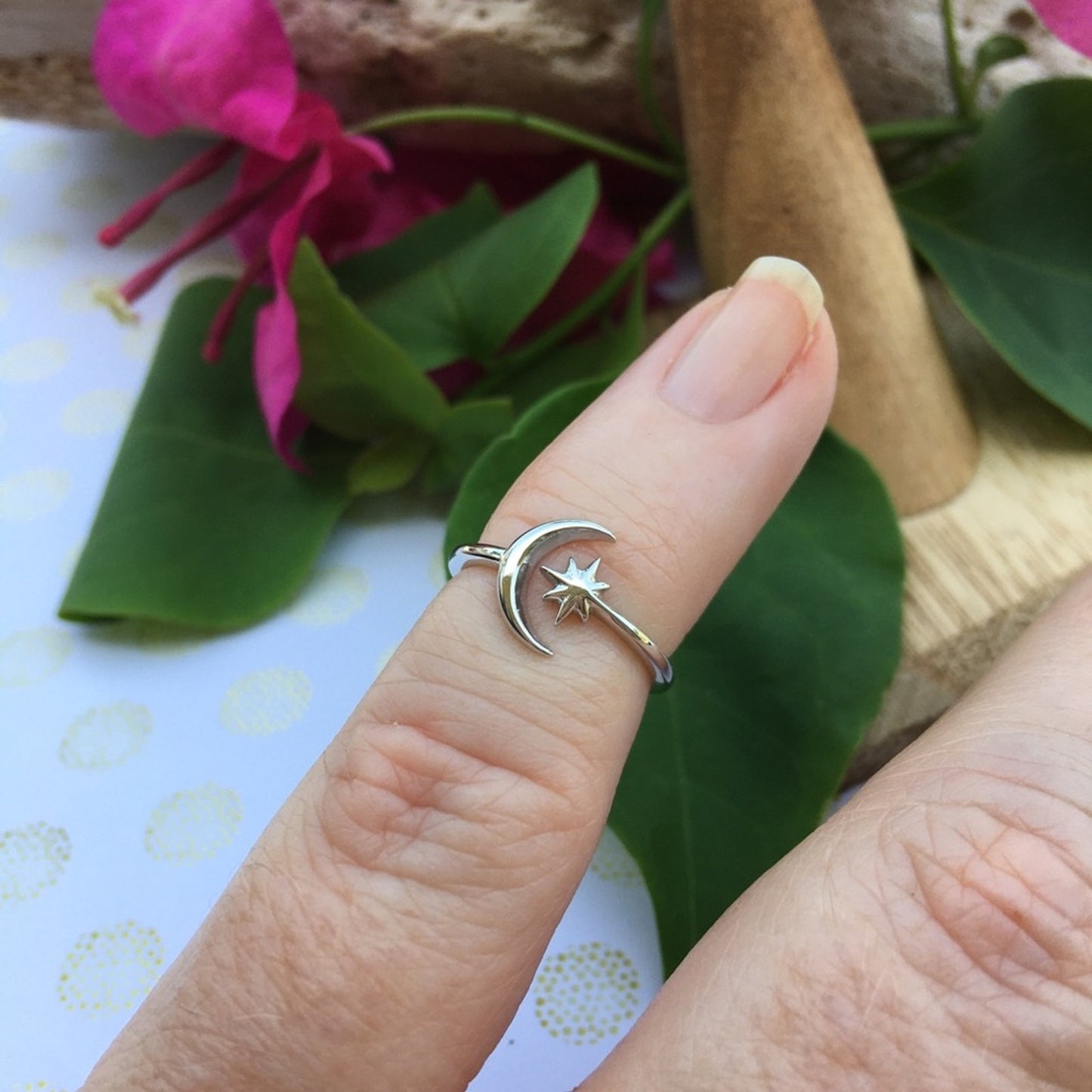 Sterling Silver Moon and Star Toe Ring
