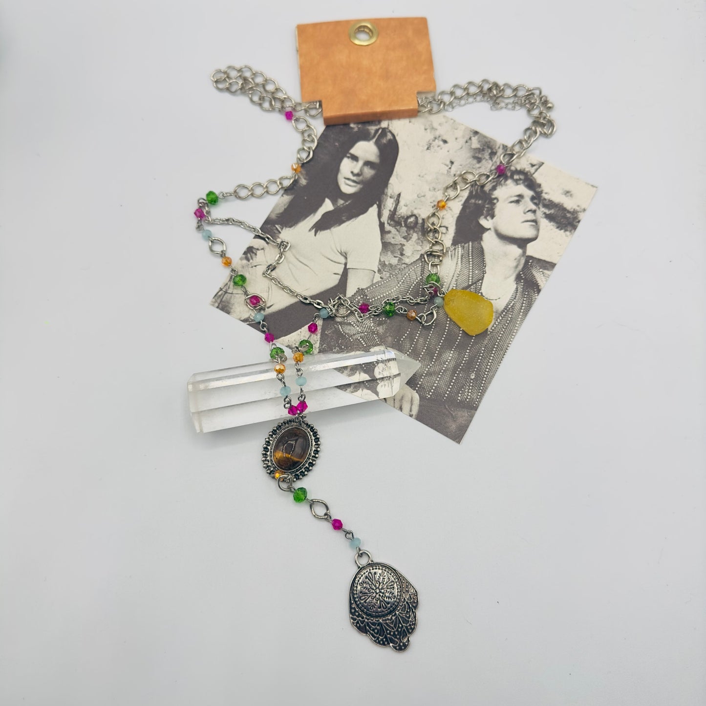 Hamsa Tigers Eye Crystal Necklace