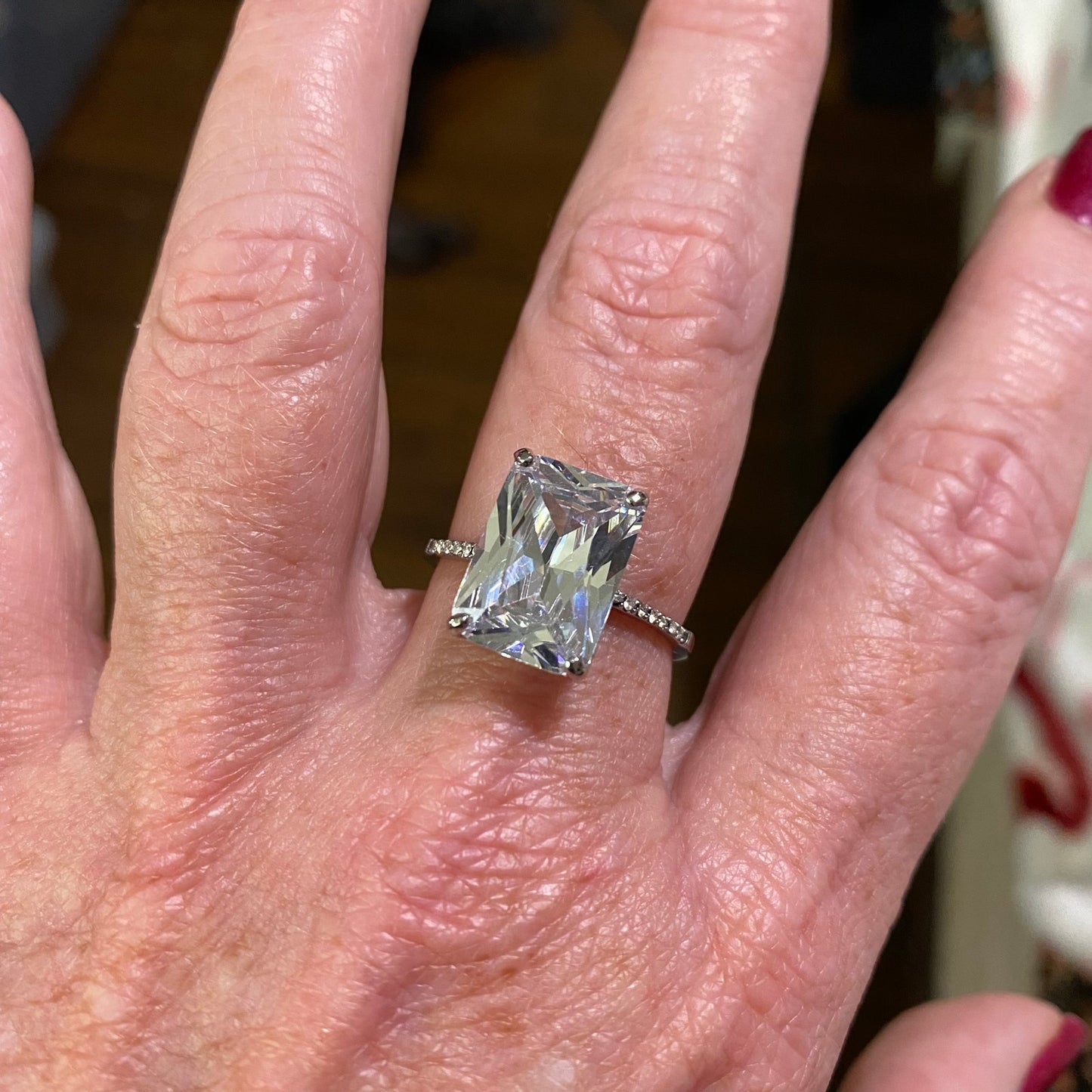 Stainless Steel High Polished Clear CZ Ring Sizes 6-10