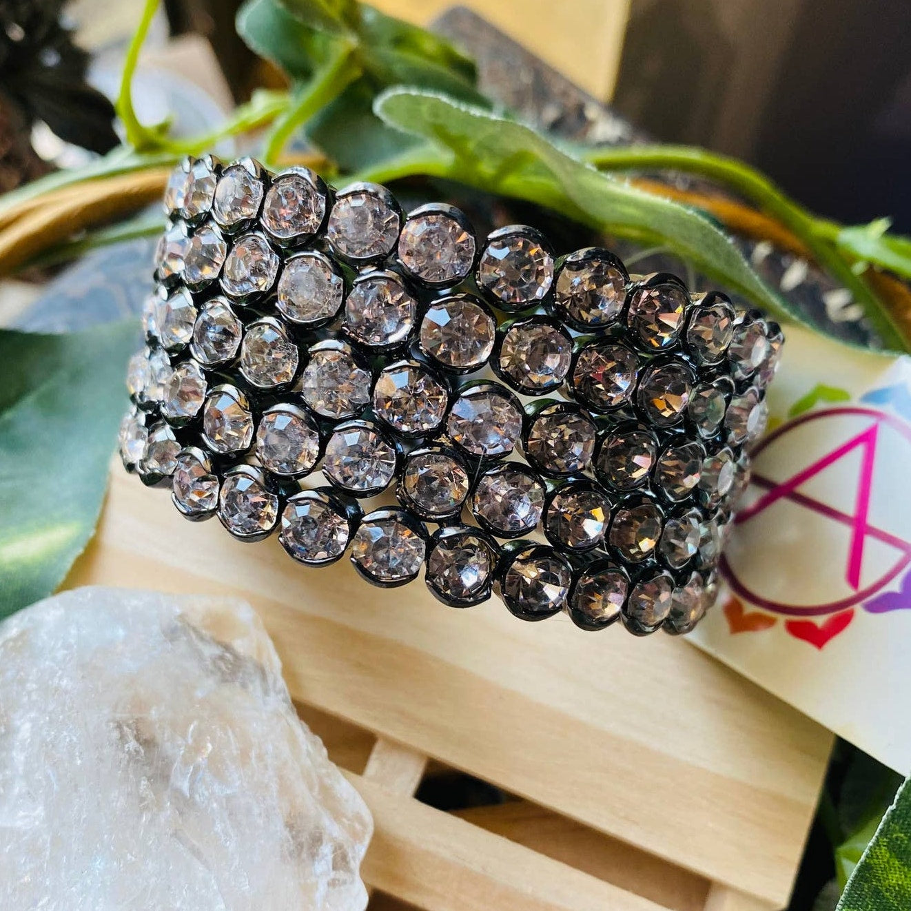 Amrita Singh Clear Austrian Crystal Gun Metal Cuff
