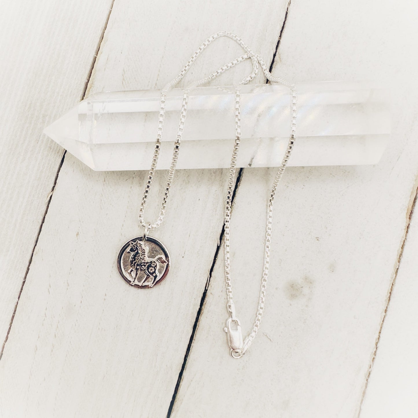 Chinese Zodiac Year of The Horse Pendant Necklace Sterling Silver