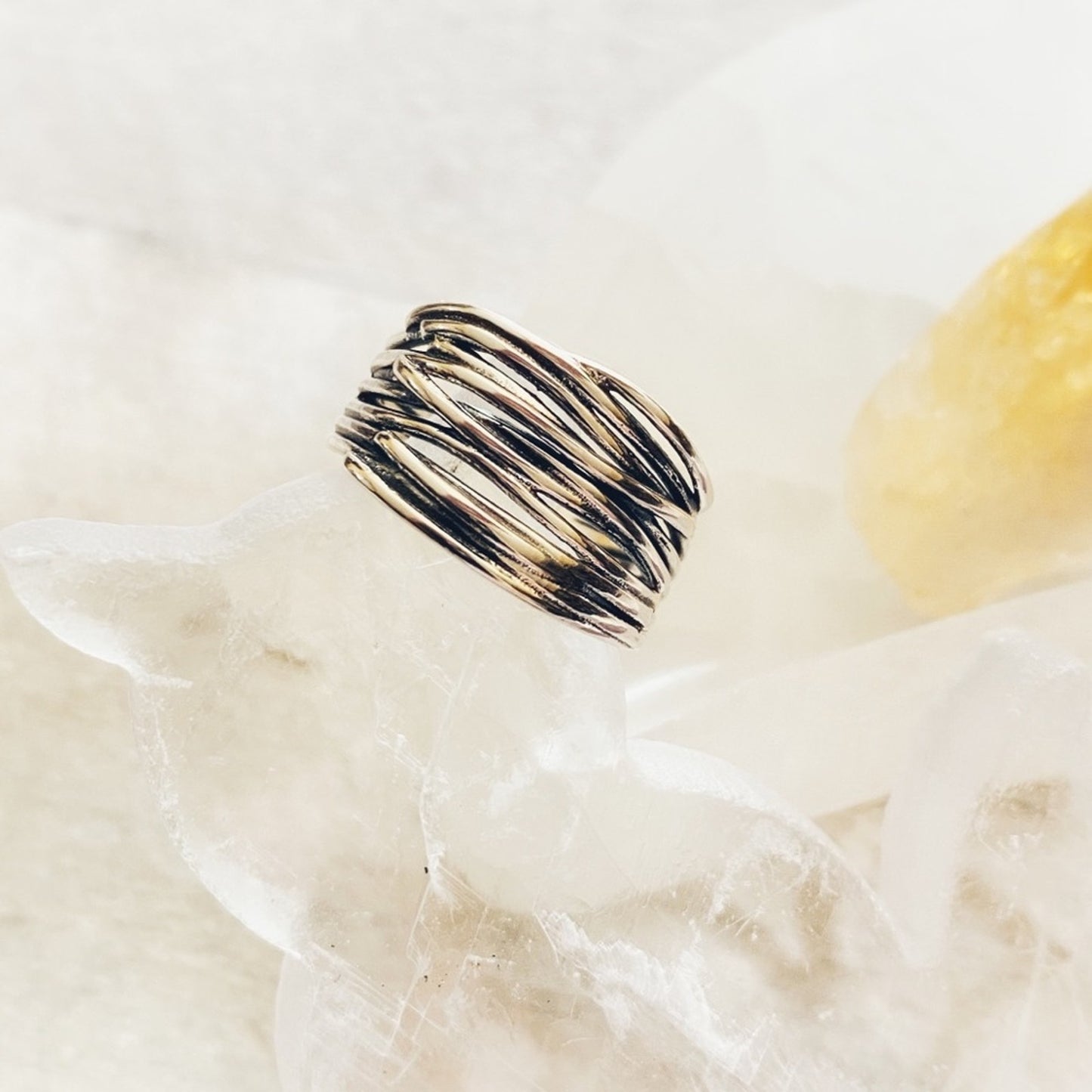 925 Sterling Silver Irregular Vintage Stackable Ring Adjustable 6-11