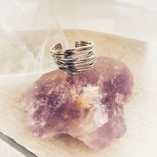 925 Sterling Silver Irregular Vintage Stackable Ring Adjustable 6-11