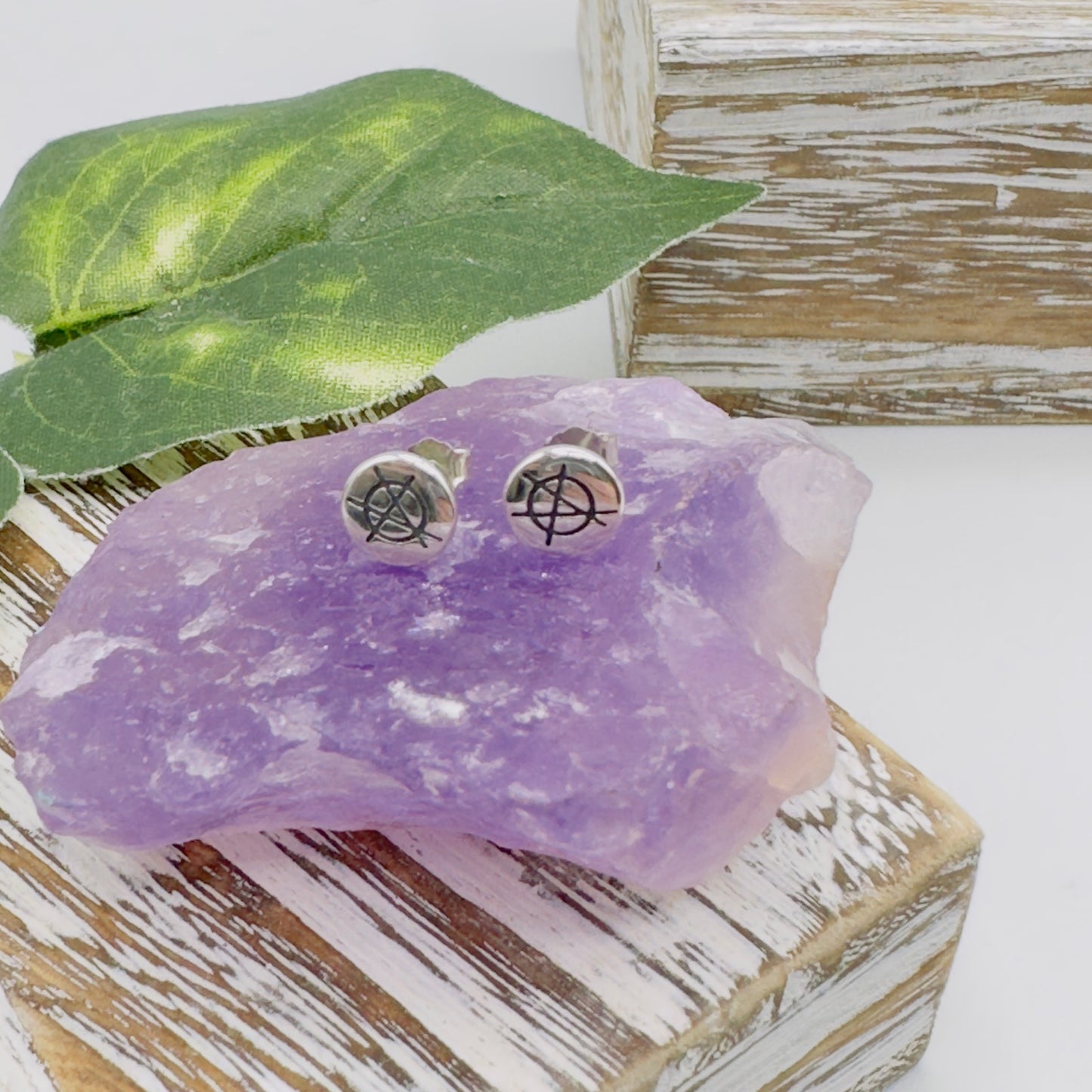 Punk Rock Anarchy Logo Sterling Silver Stud Earrings