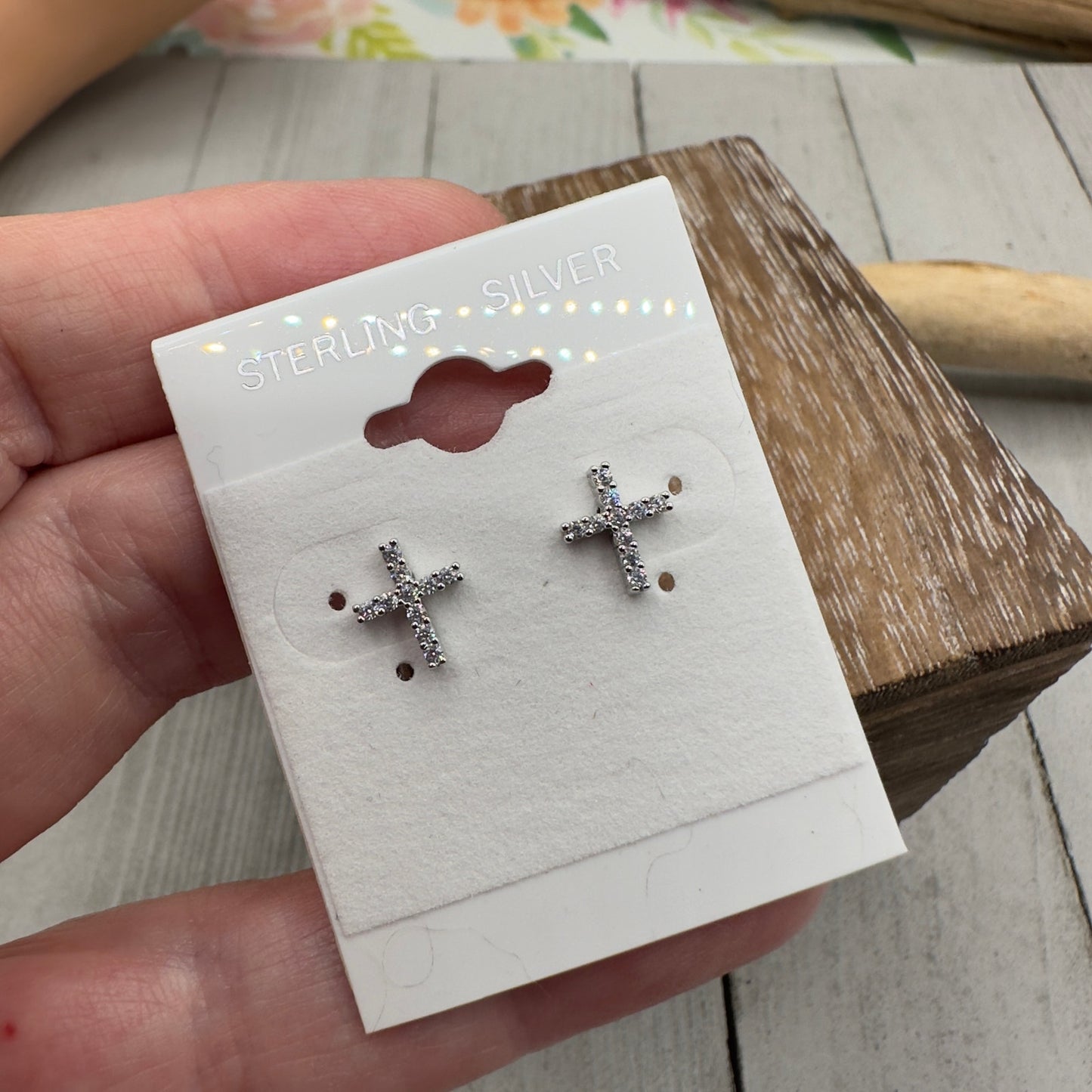 Cross Cubic Zirconia Earrings