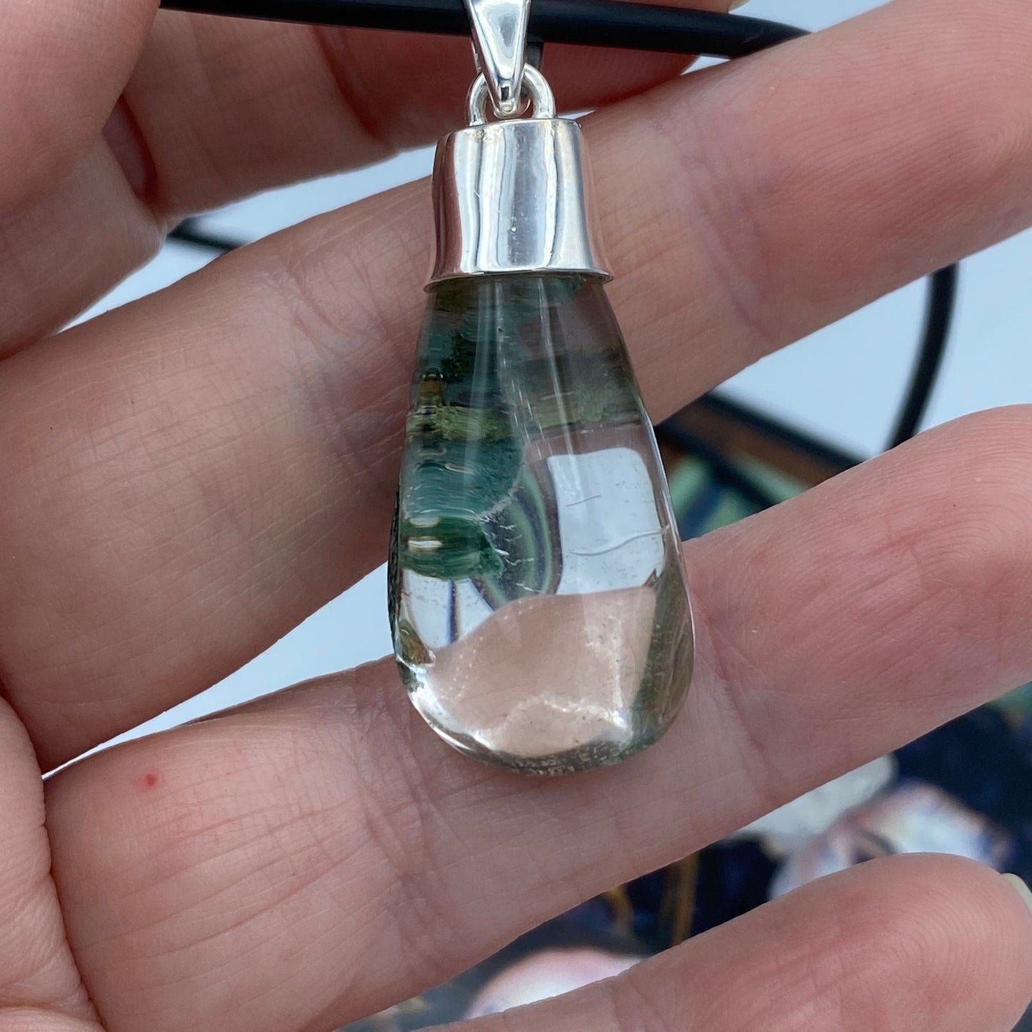Garden Quartz Lodolite Sterling Silver Gemstone Pendant Necklace