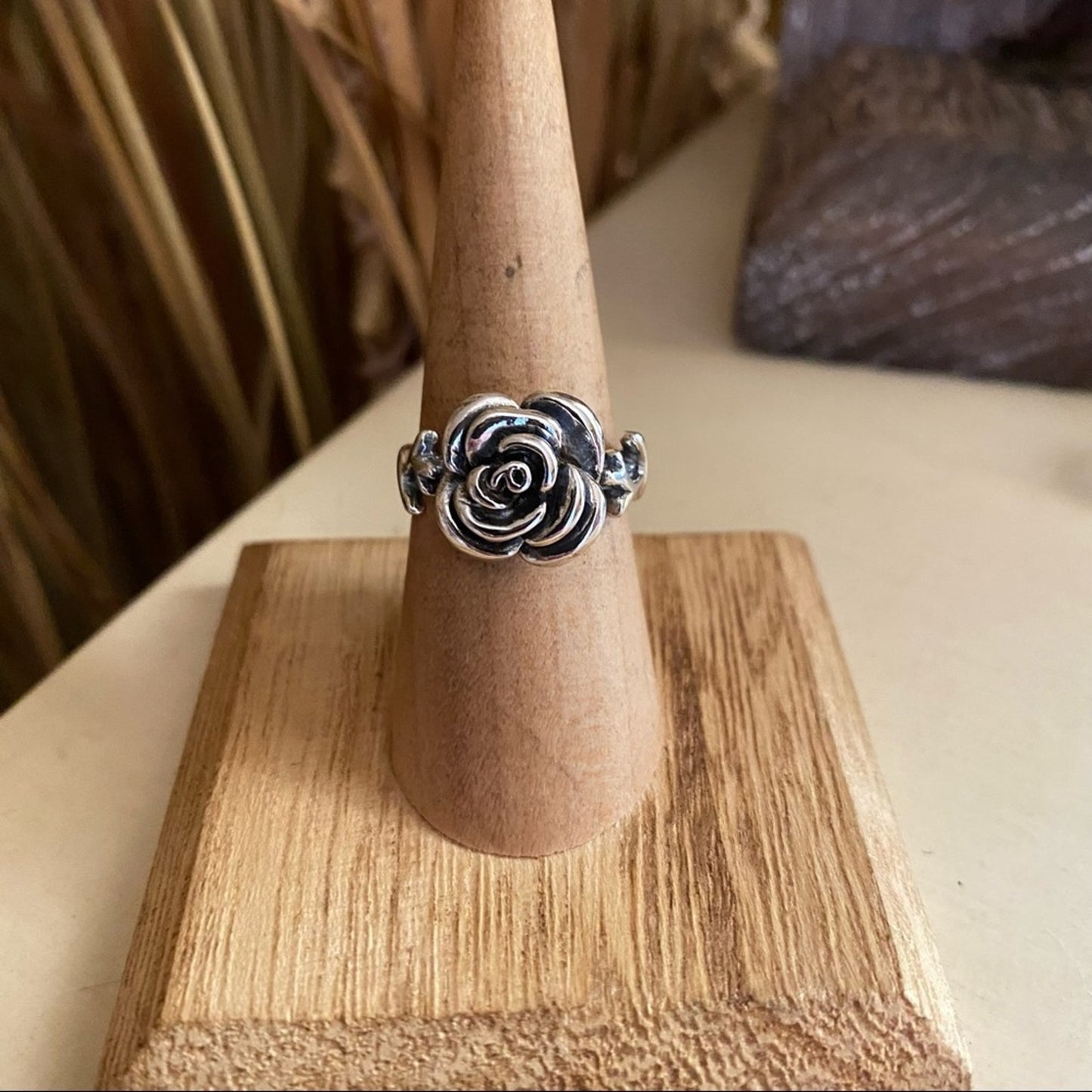 Sterling Silver Rose Ring Size 8