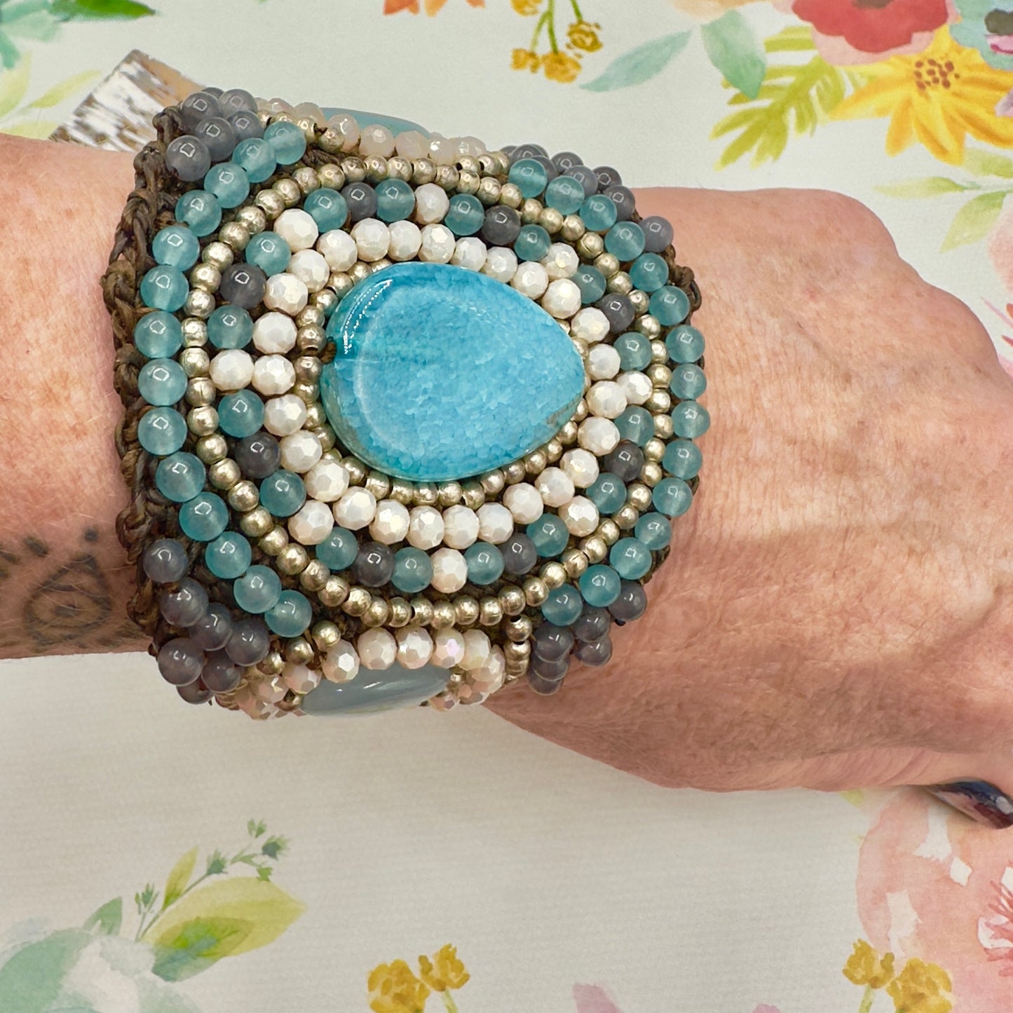 Natural Gemstone Bohemian Handmade Beaded Statement Bracelet