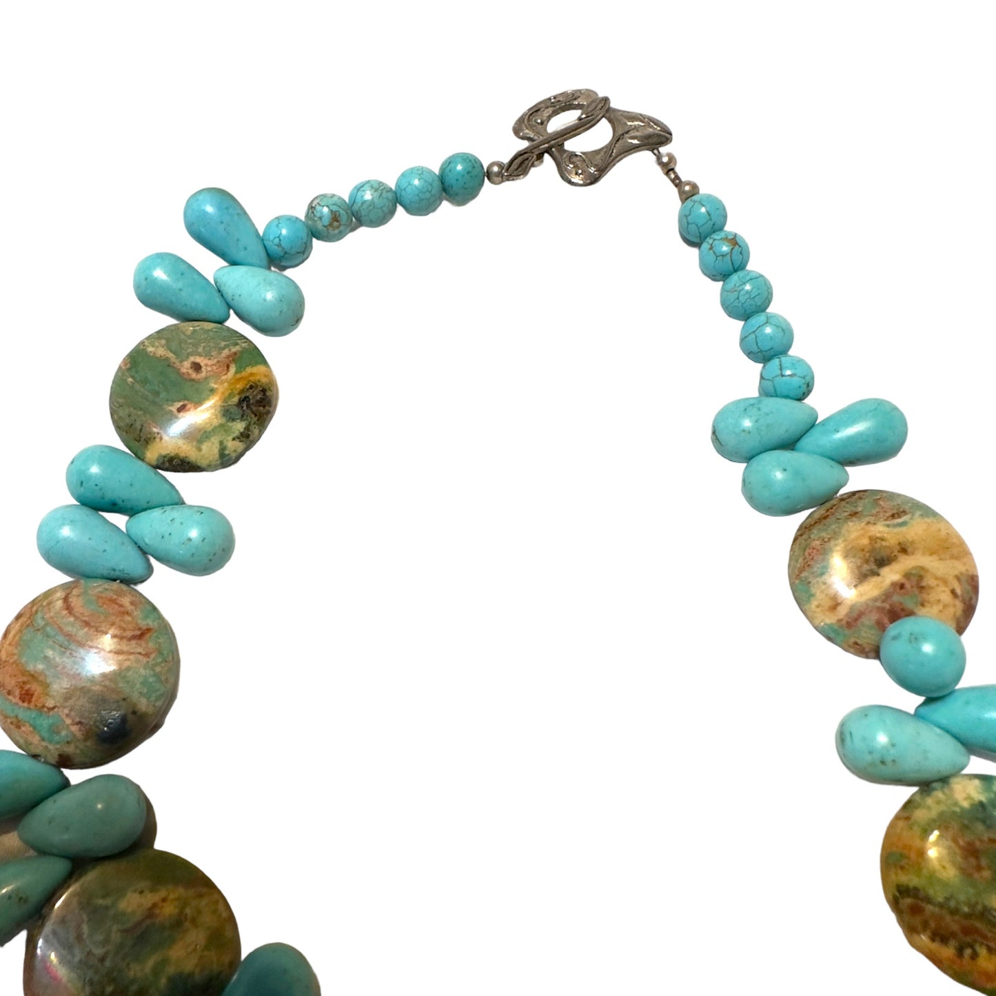 Vintage Turquoise & Jasper Statement Gemstone Necklace
