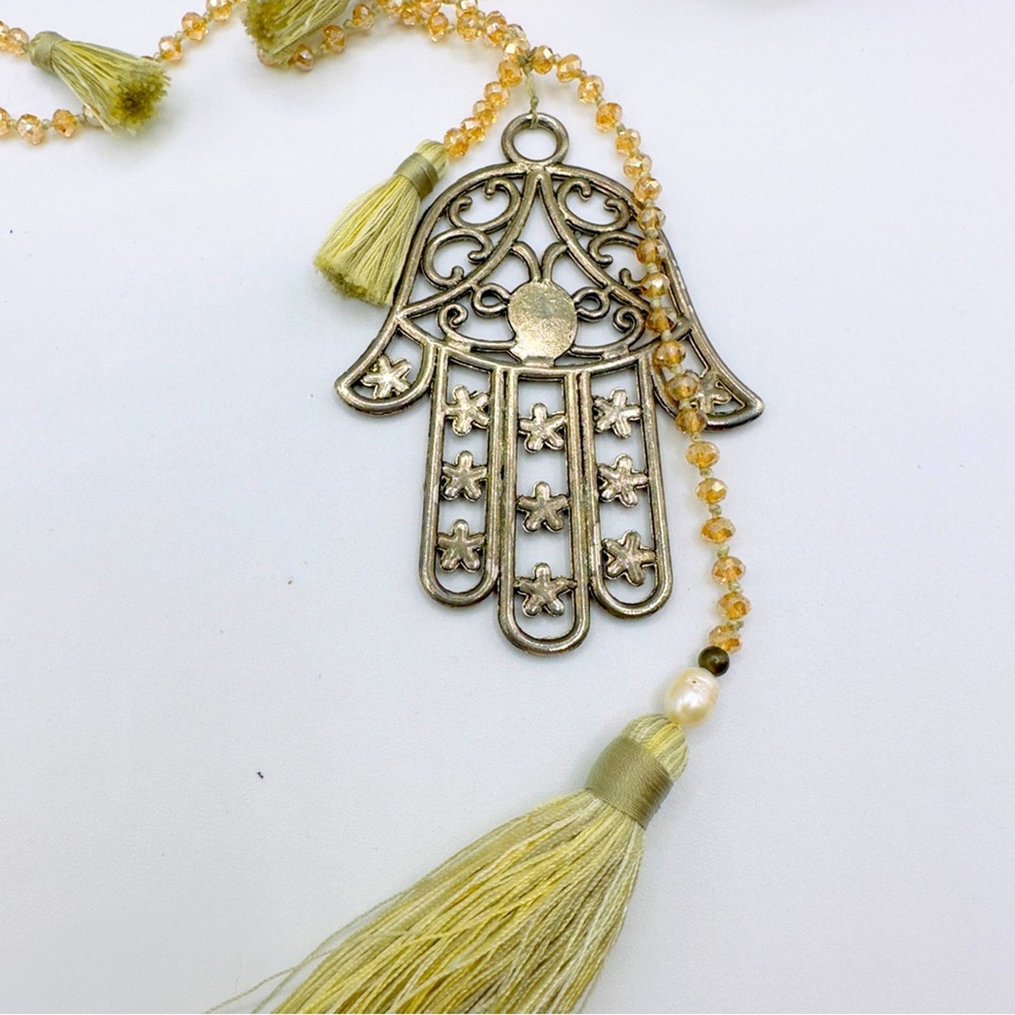 Zacasha Hamsa Bohemian Style Tassel Necklace