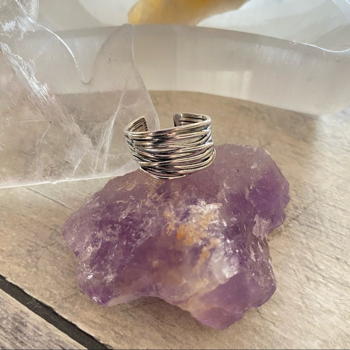 925 Sterling Silver Irregular Vintage Stackable Ring Adjustable 6-11