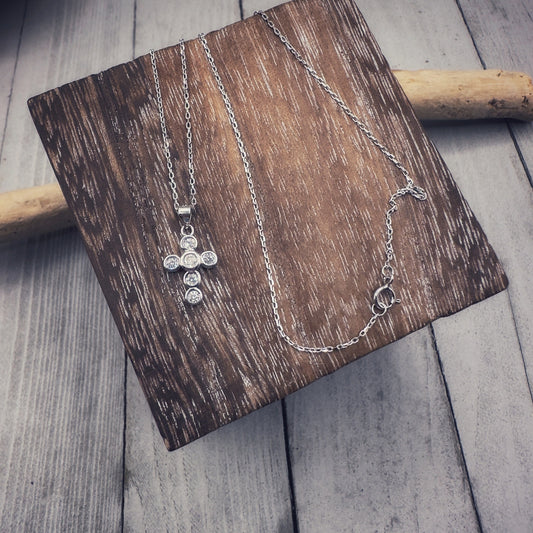 Cross CZ Sterling Silver Necklace