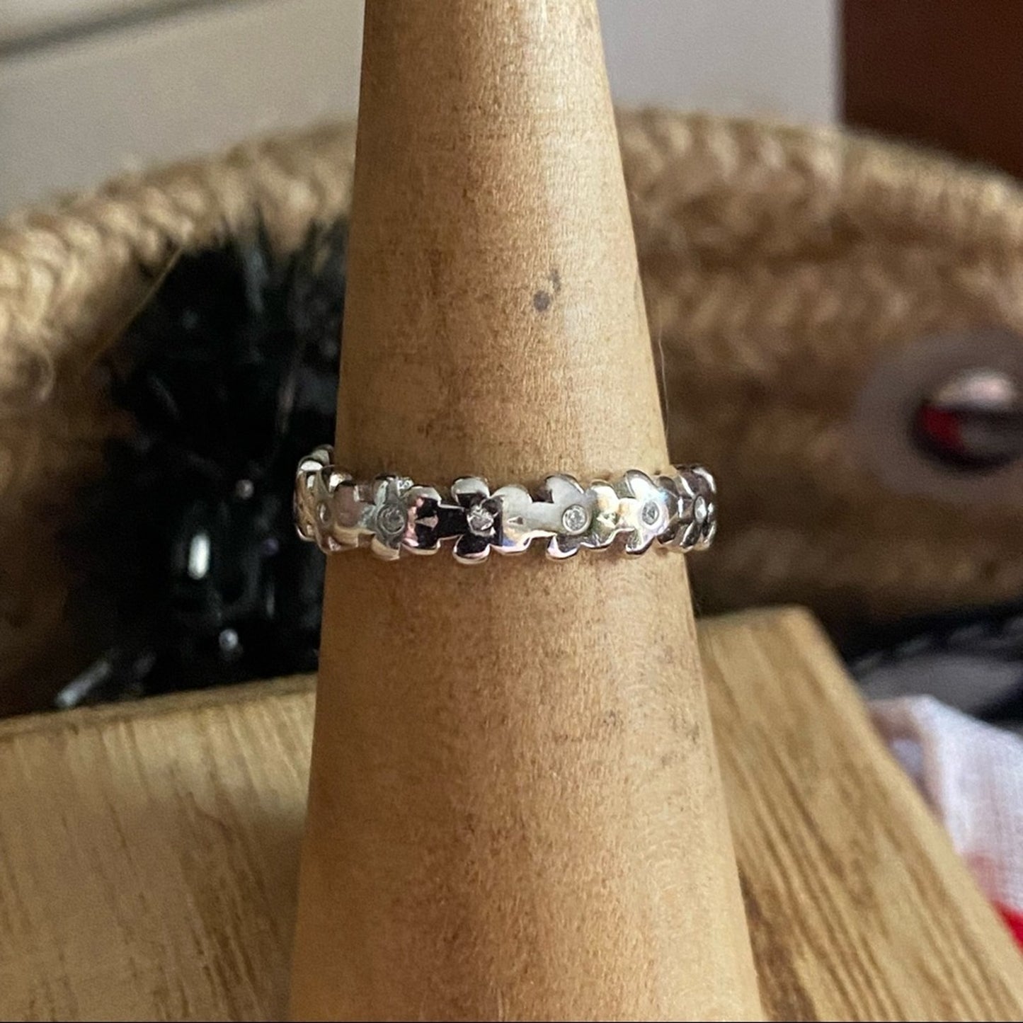 Sterling Silver Flower CZ Band Toe Ring