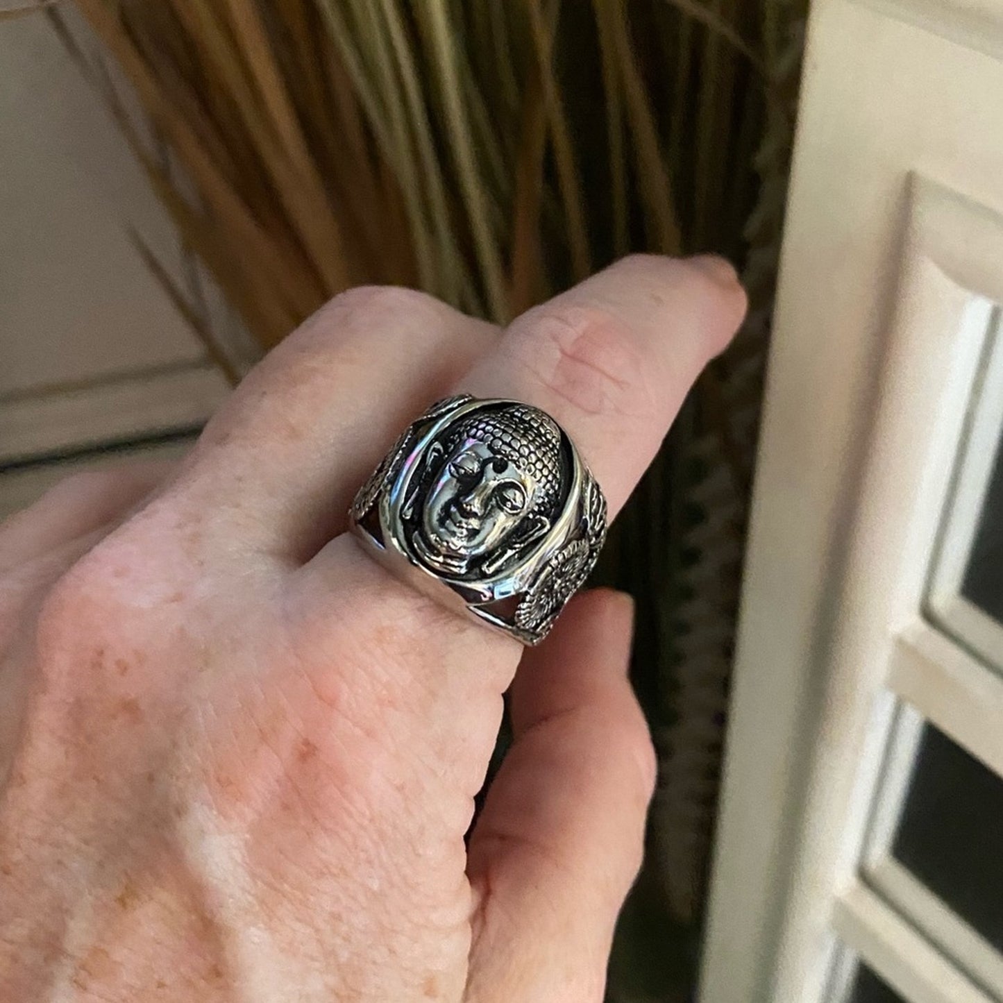 Buddha High Polished Stainless Steel Ring