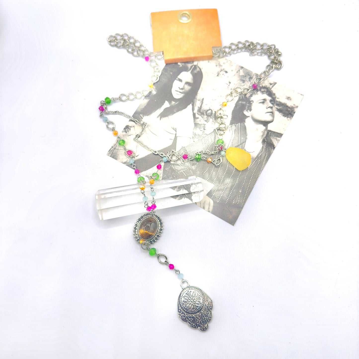 Hamsa Tigers Eye Crystal Necklace