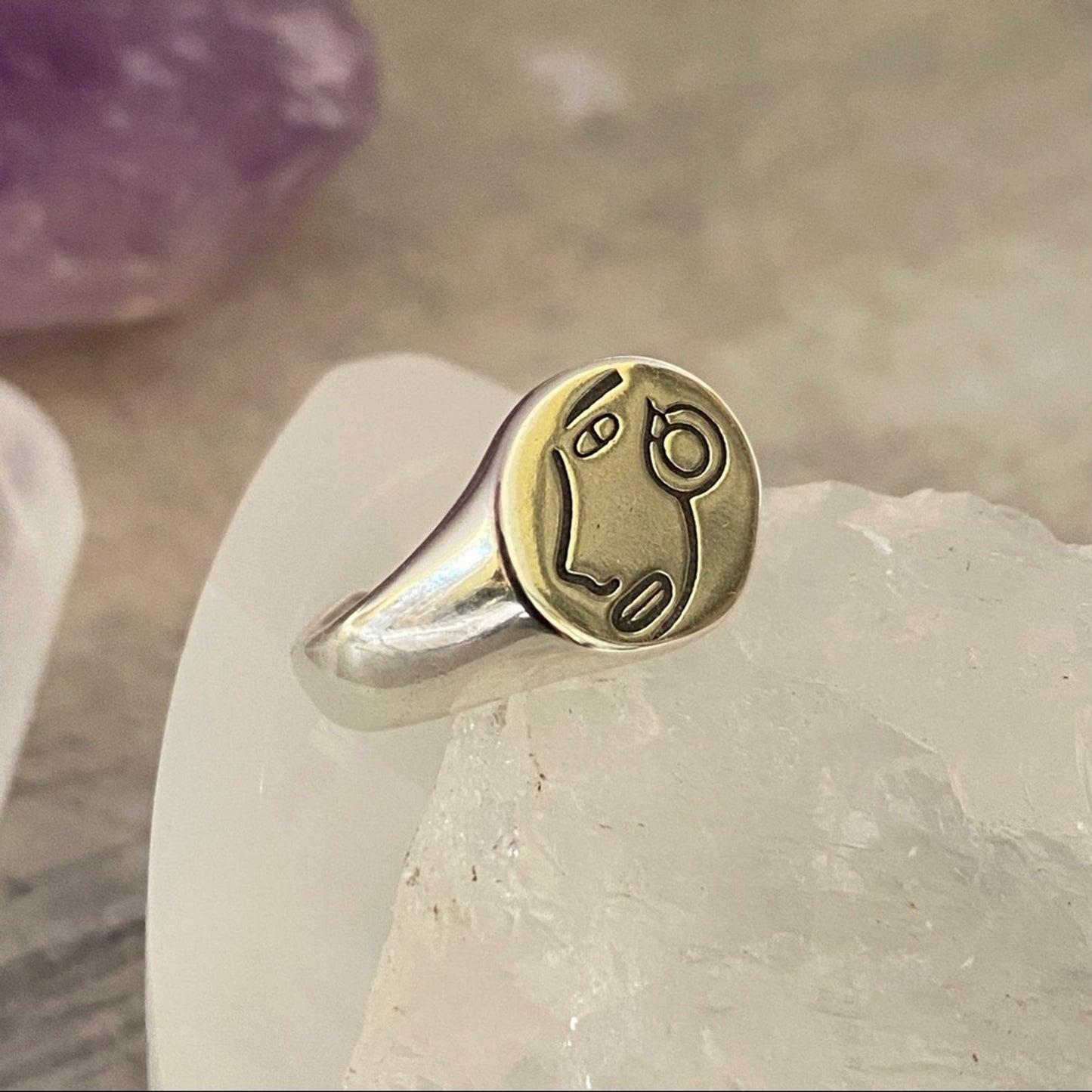 925 Sterling Silver Portrait Portrait Icon Adjustable Minimalist Ring