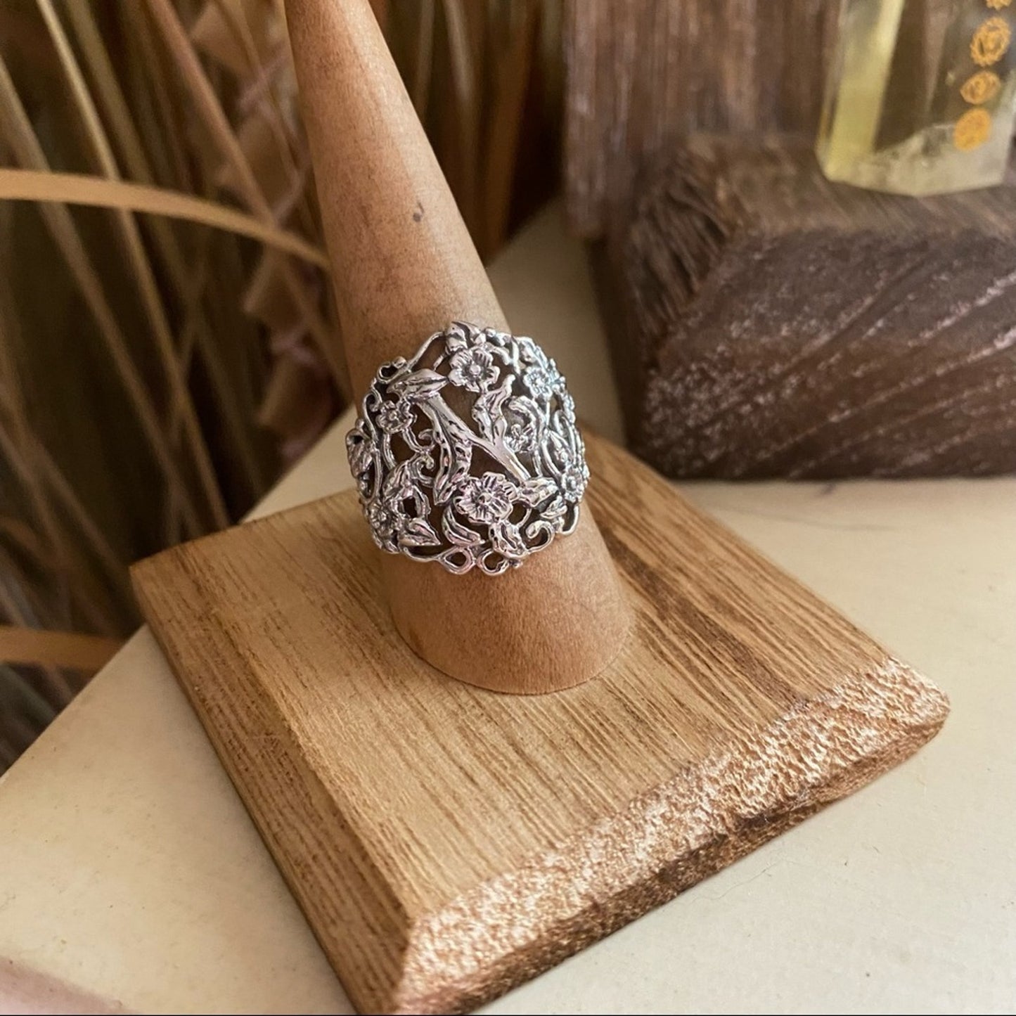 Plumeria Sterling Silver Ring Floral Ring Boho Ring