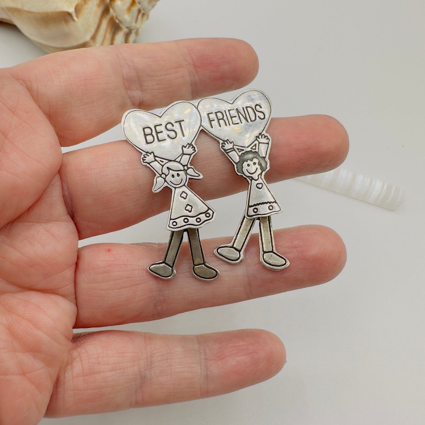 Vintage Best Friends Sterling Silver Mexican Pin