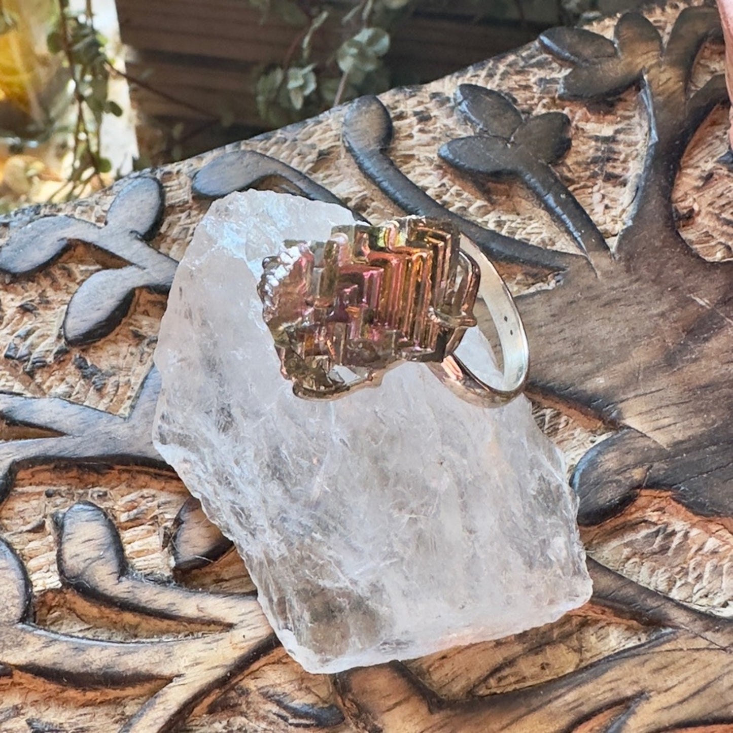 Bismuth Sterling Silver Crystal Gemstone Ring