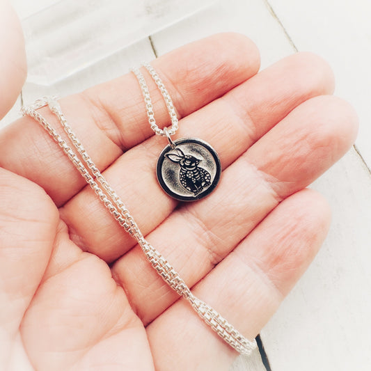 Chinese Zodiac Year of The Rabbit Pendant Necklace Sterling Silver