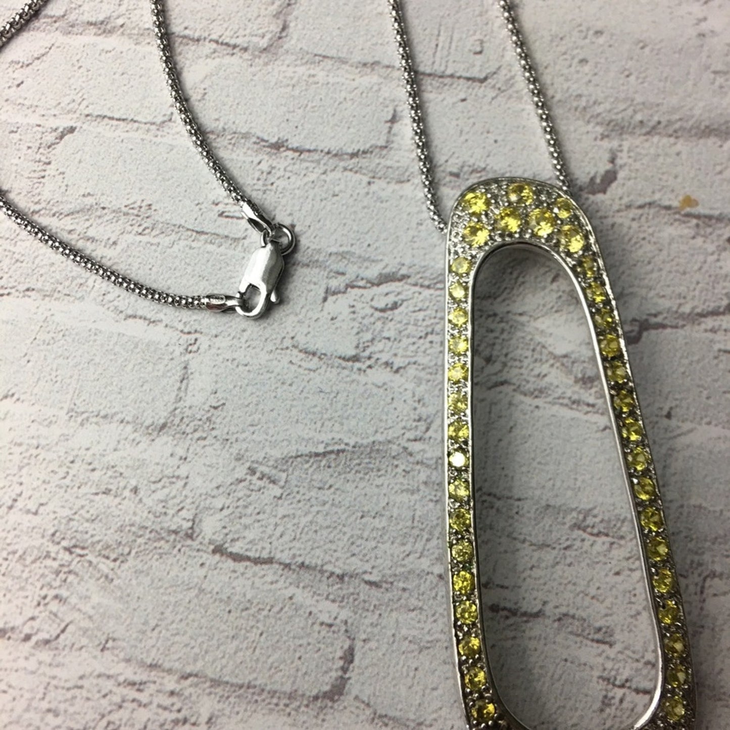 Canary yellow large CZ pendant on popcorn chain