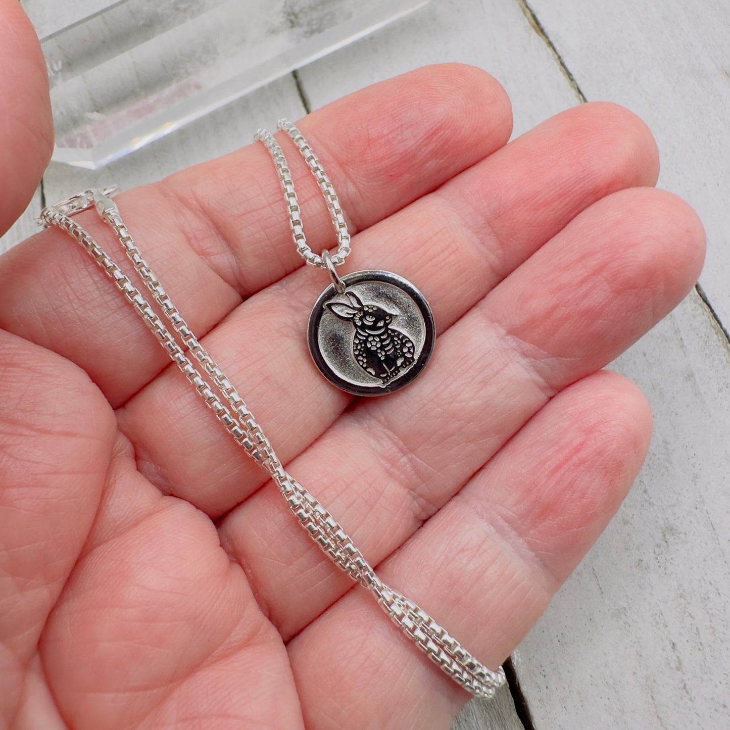 Chinese Zodiac Year of The Rabbit Pendant Necklace Sterling Silver