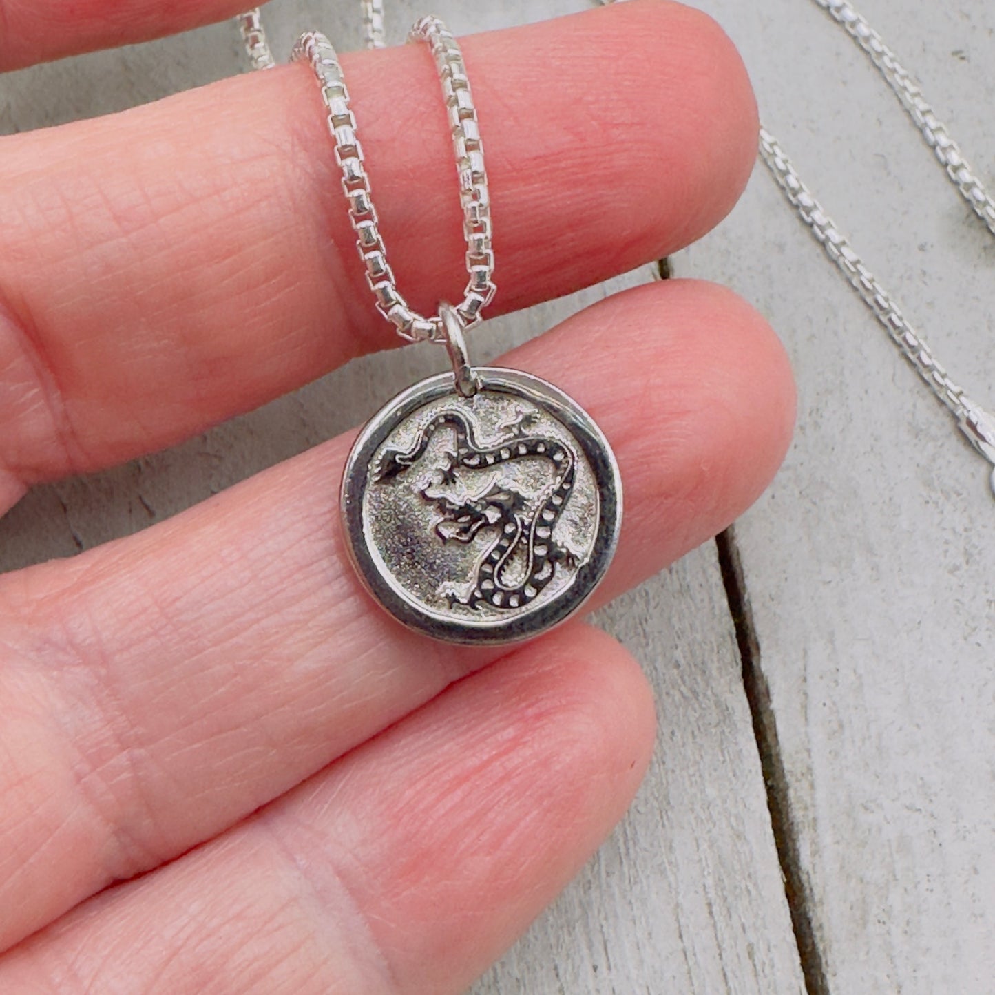 Chinese Zodiac Year of The Dragon Pendant Necklace Sterling Silver