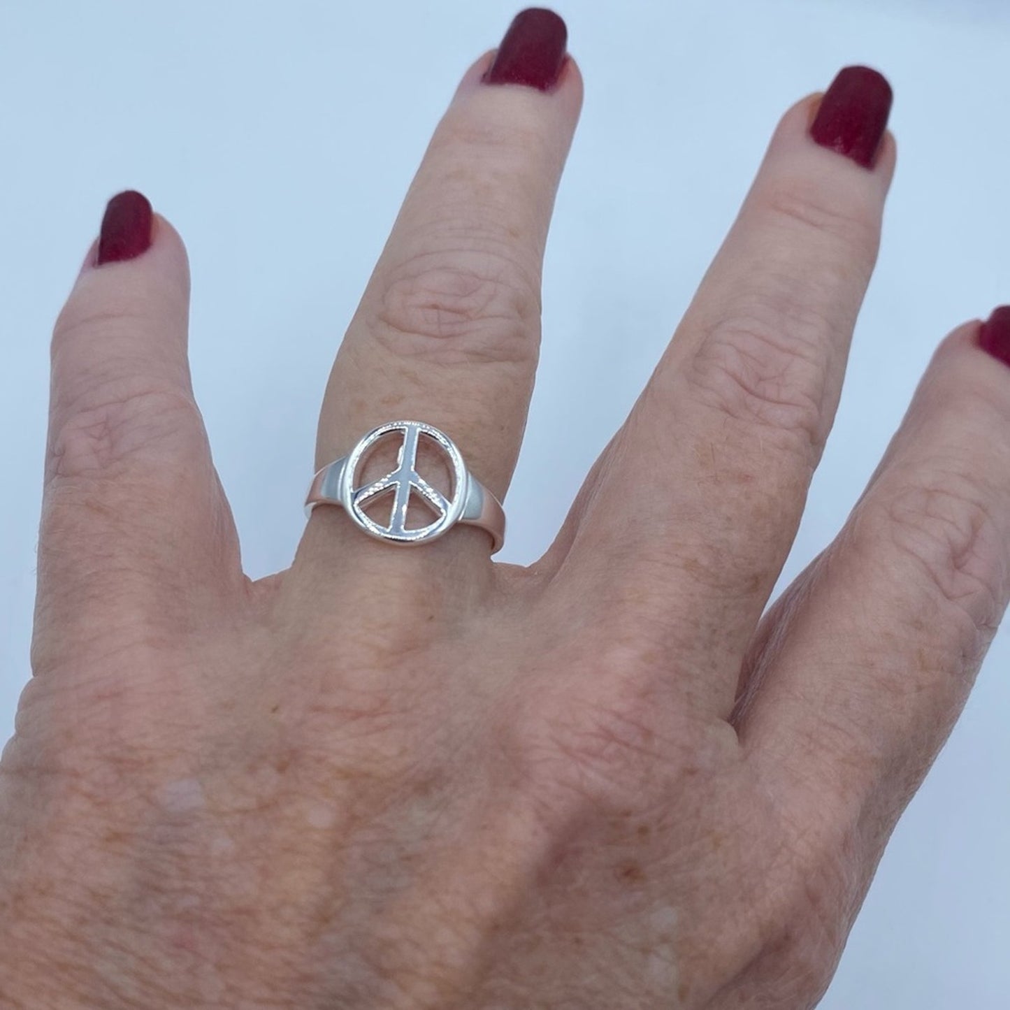 Peace Sign Sterling Silver Ring