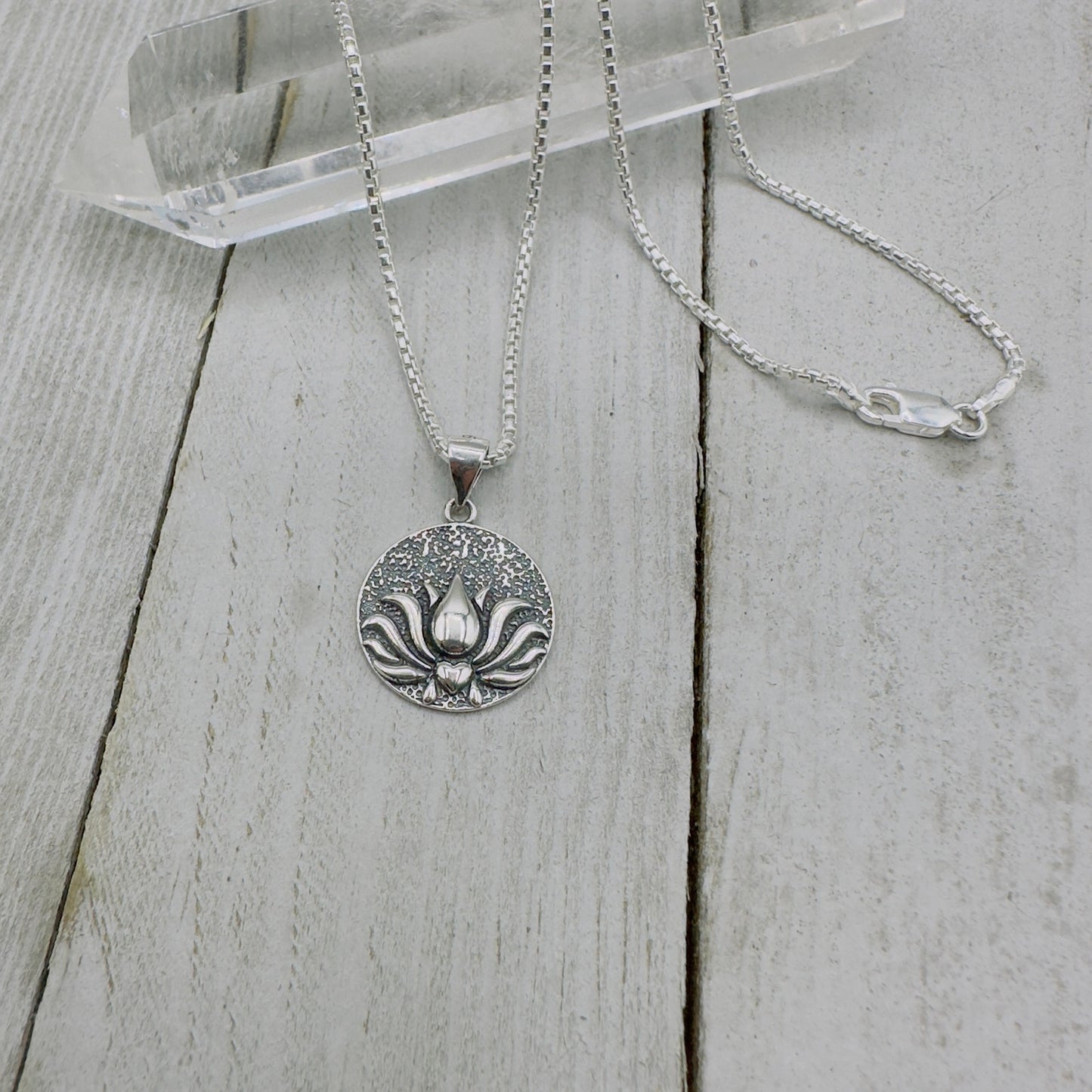 Sterling Silver Lotus Necklace Flower Necklace Boho