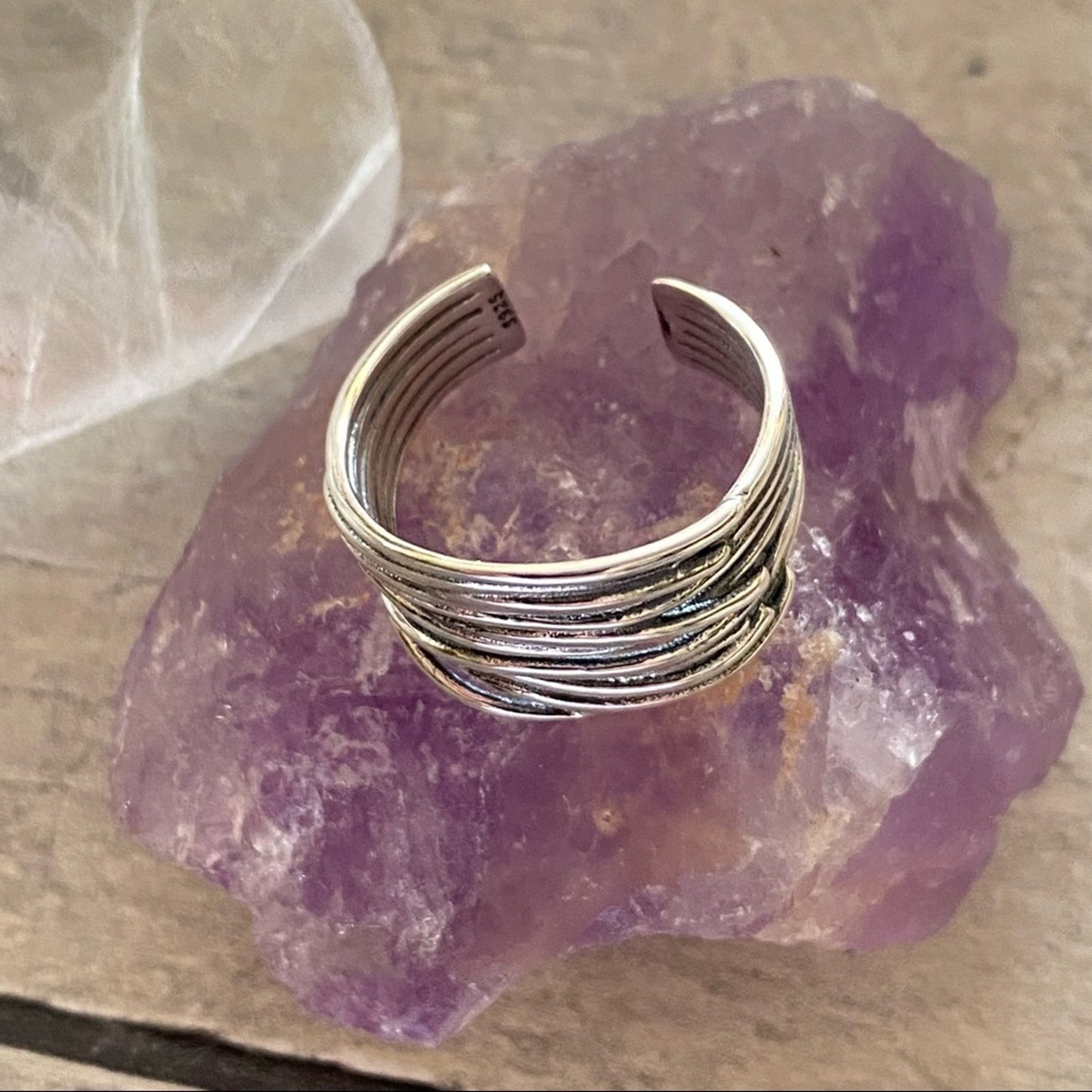 925 Sterling Silver Irregular Vintage Stackable Ring Adjustable 6-11