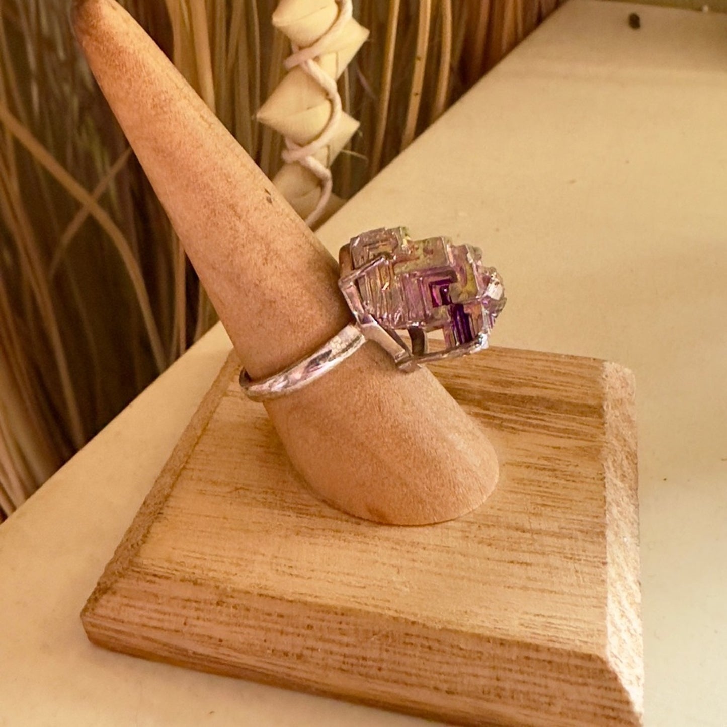 Bismuth Sterling Silver Crystal Gemstone Ring