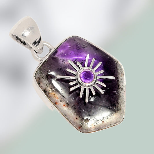 Natural Super Amethyst 23 Sterling Silver Sun Pendant
