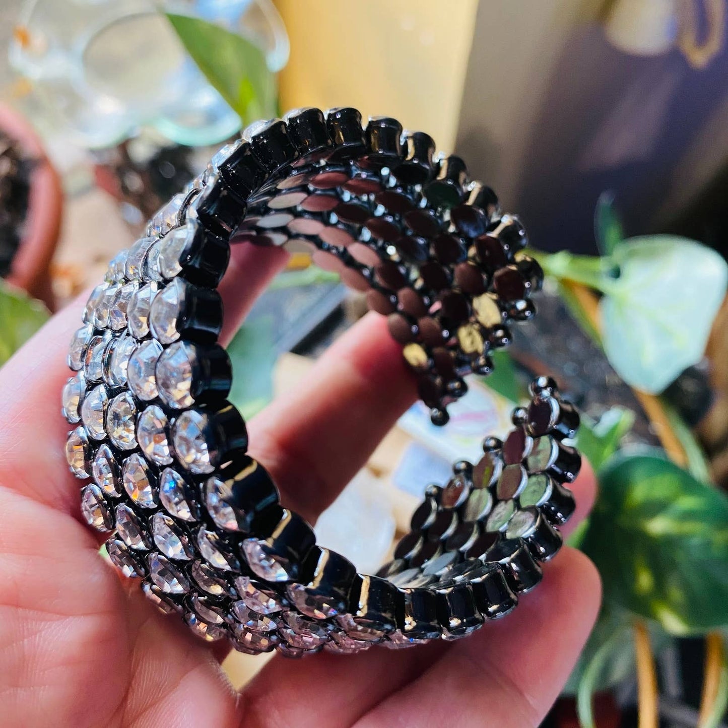 Amrita Singh Clear Austrian Crystal Gun Metal Cuff