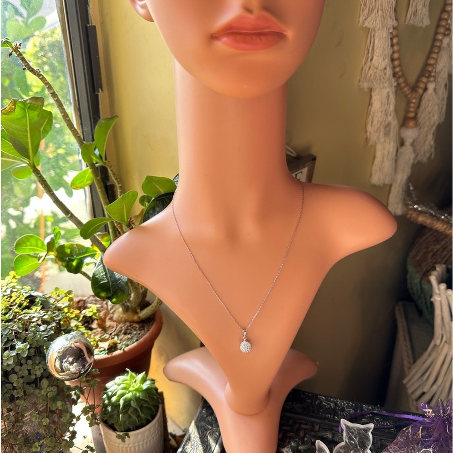 CZ Fireball Sterling Silver Necklace