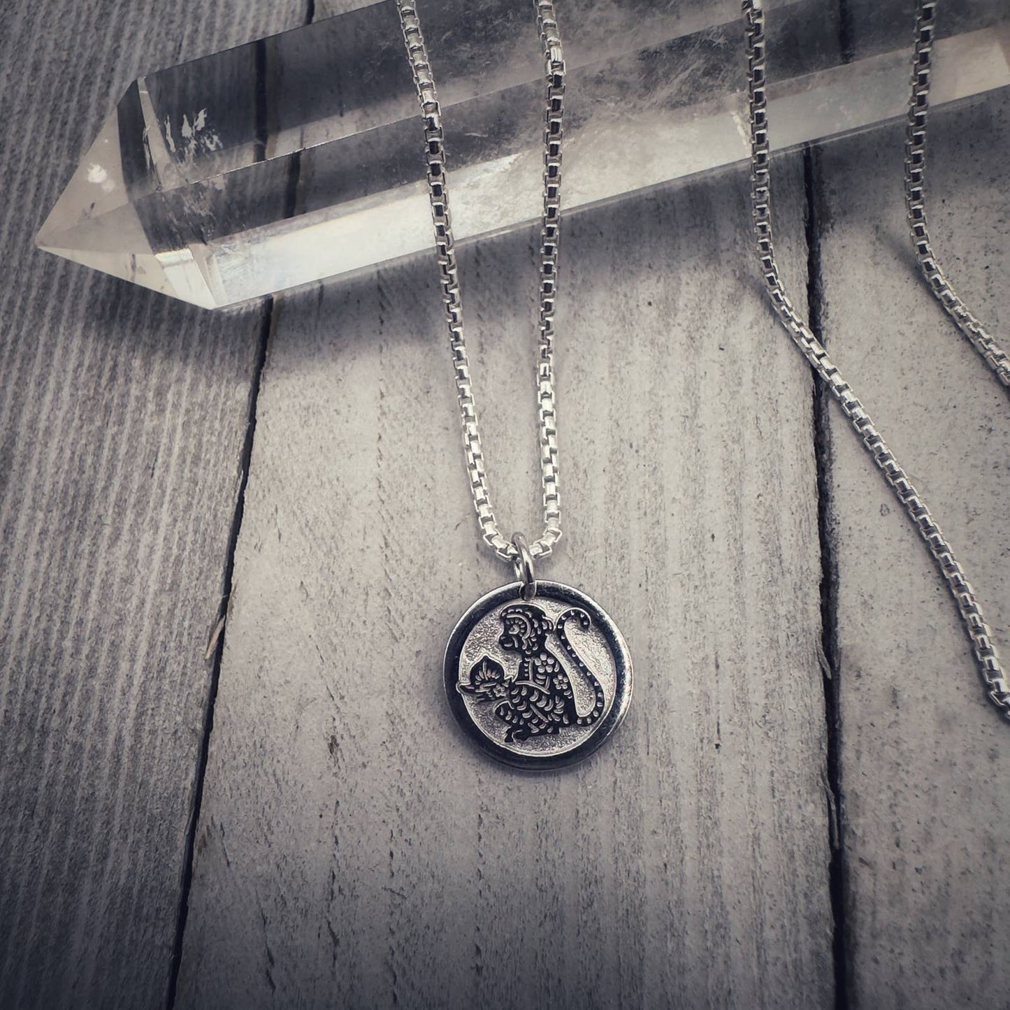 Chinese Zodiac Monkey Pendant Necklace Sterling Silver