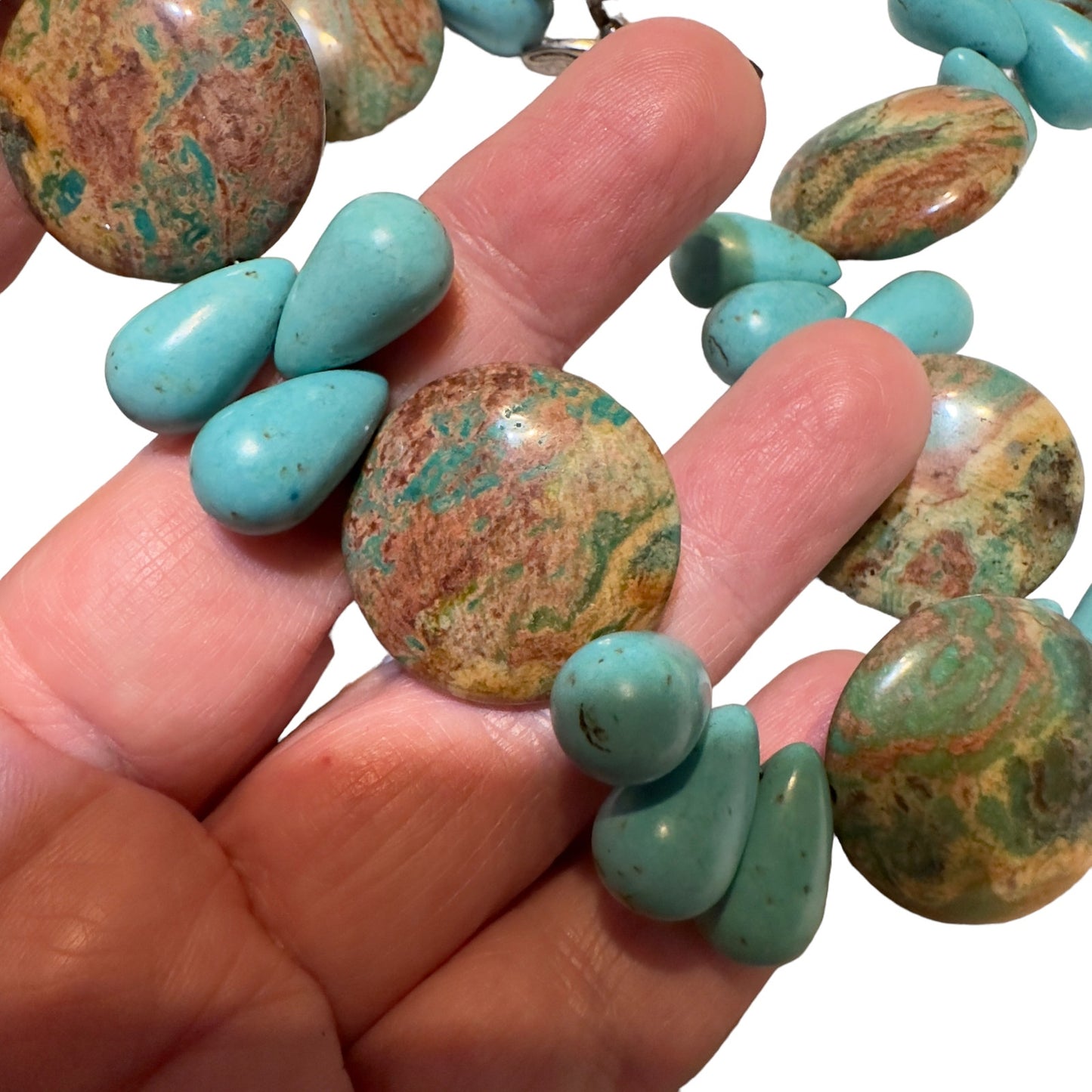 Vintage Turquoise & Jasper Statement Gemstone Necklace