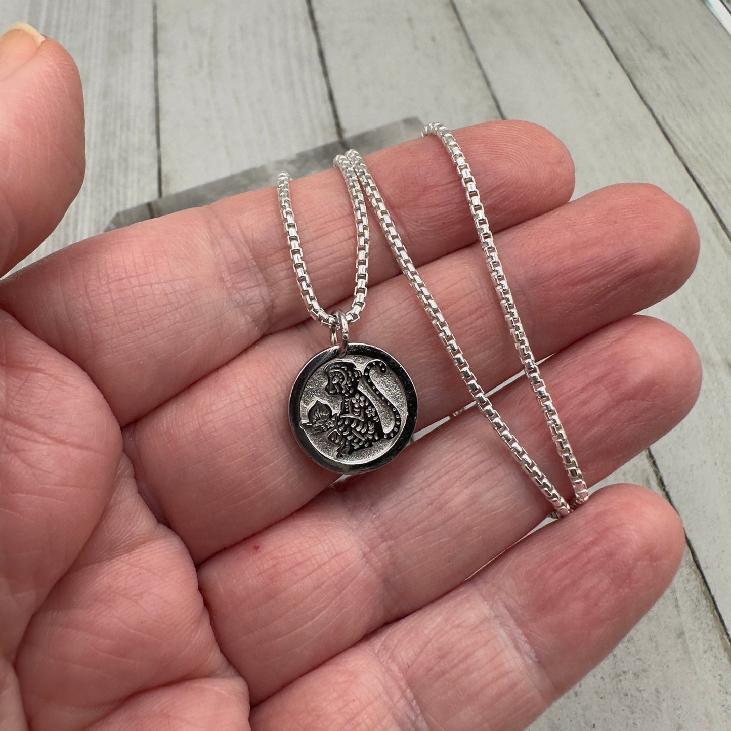 Chinese Zodiac Monkey Pendant Necklace Sterling Silver