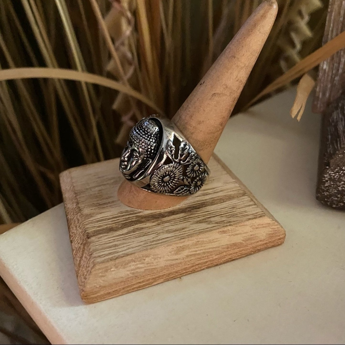 Buddha High Polished Stainless Steel Ring