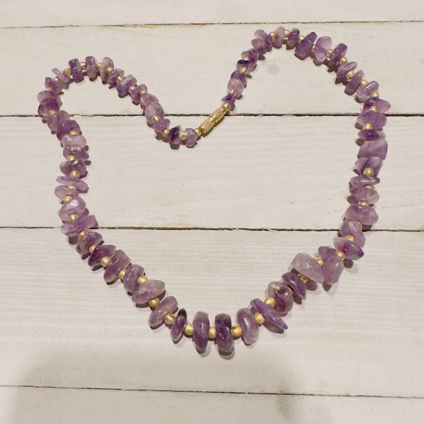 Vintage Natural Amethyst Chip Necklace Barrel Clasp