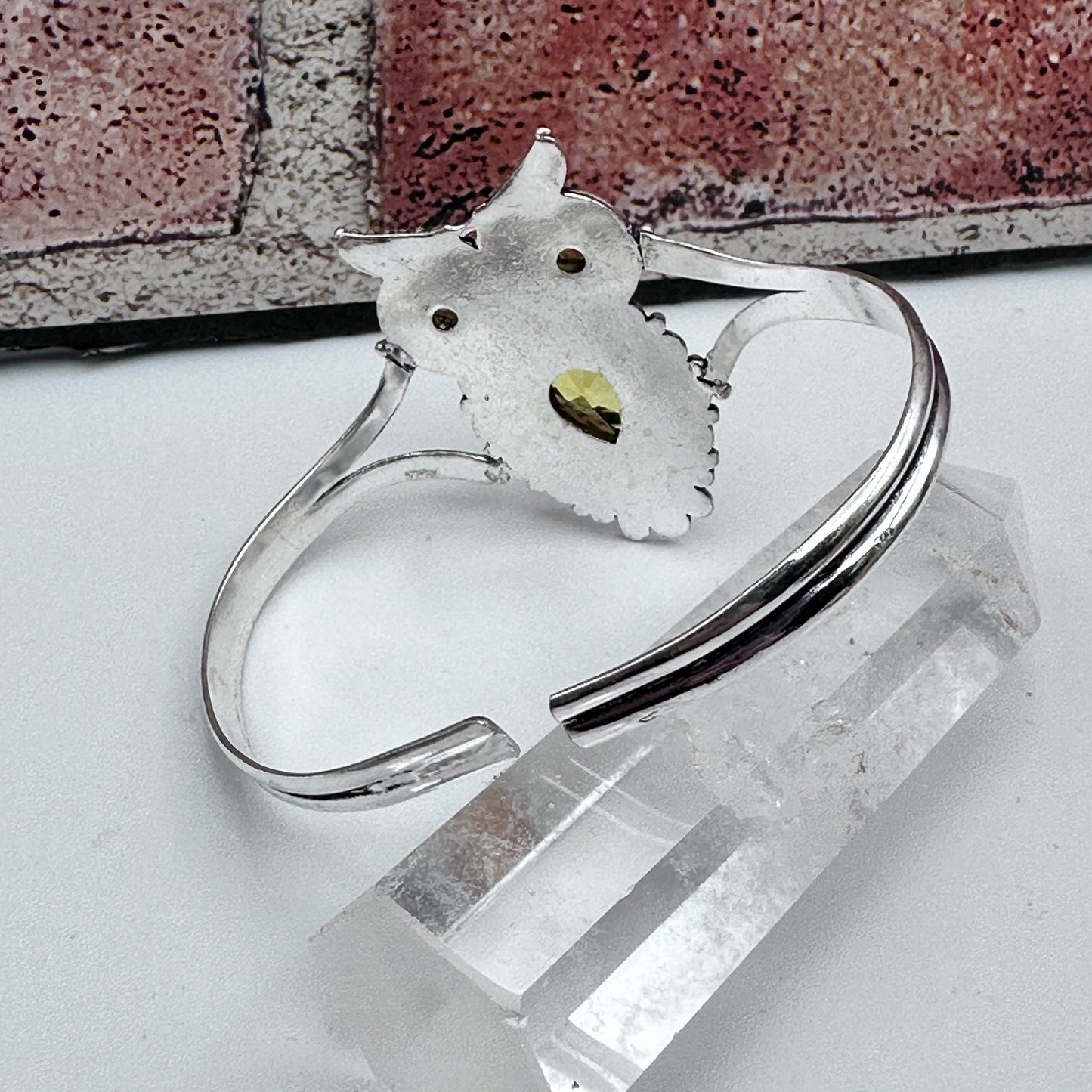 Citrine Owl Bangle Sterling Silver Plated Bracelet