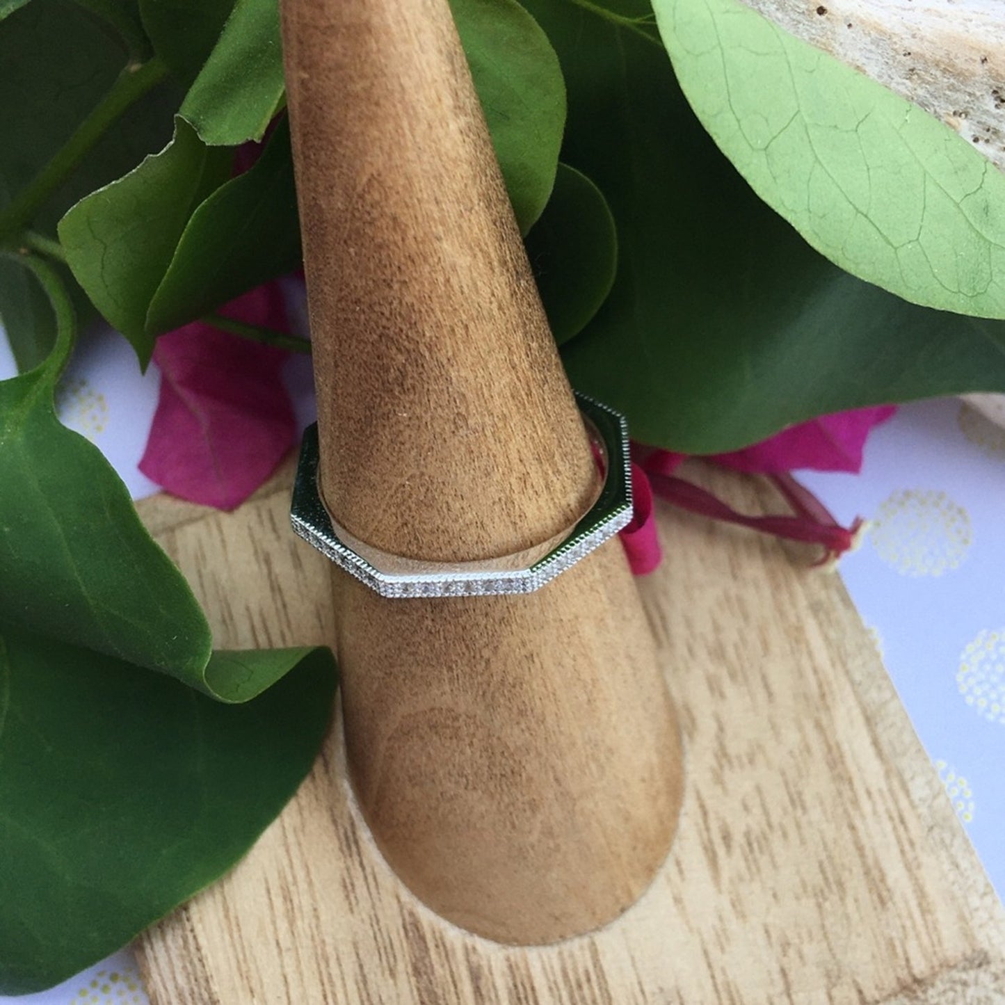 Sterling Silver Octagon CZ Ring