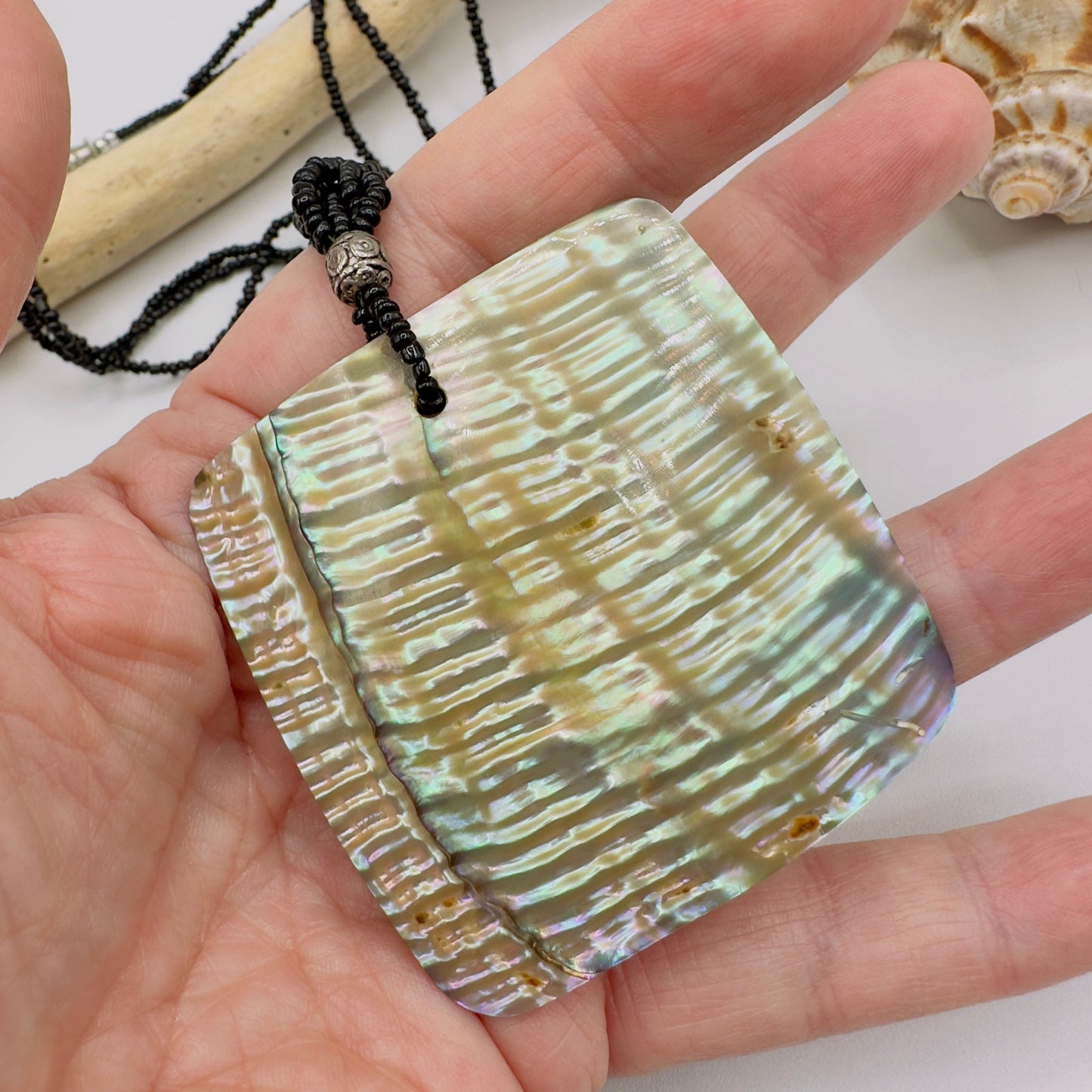Vintage Abalone Shell & Turquoise Chip Reversible Necklace